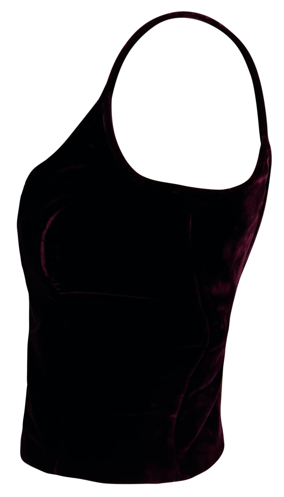 2000s Gianfranco Ferré Deep Burgundy Velvet Cami Style Tank Top - RealList