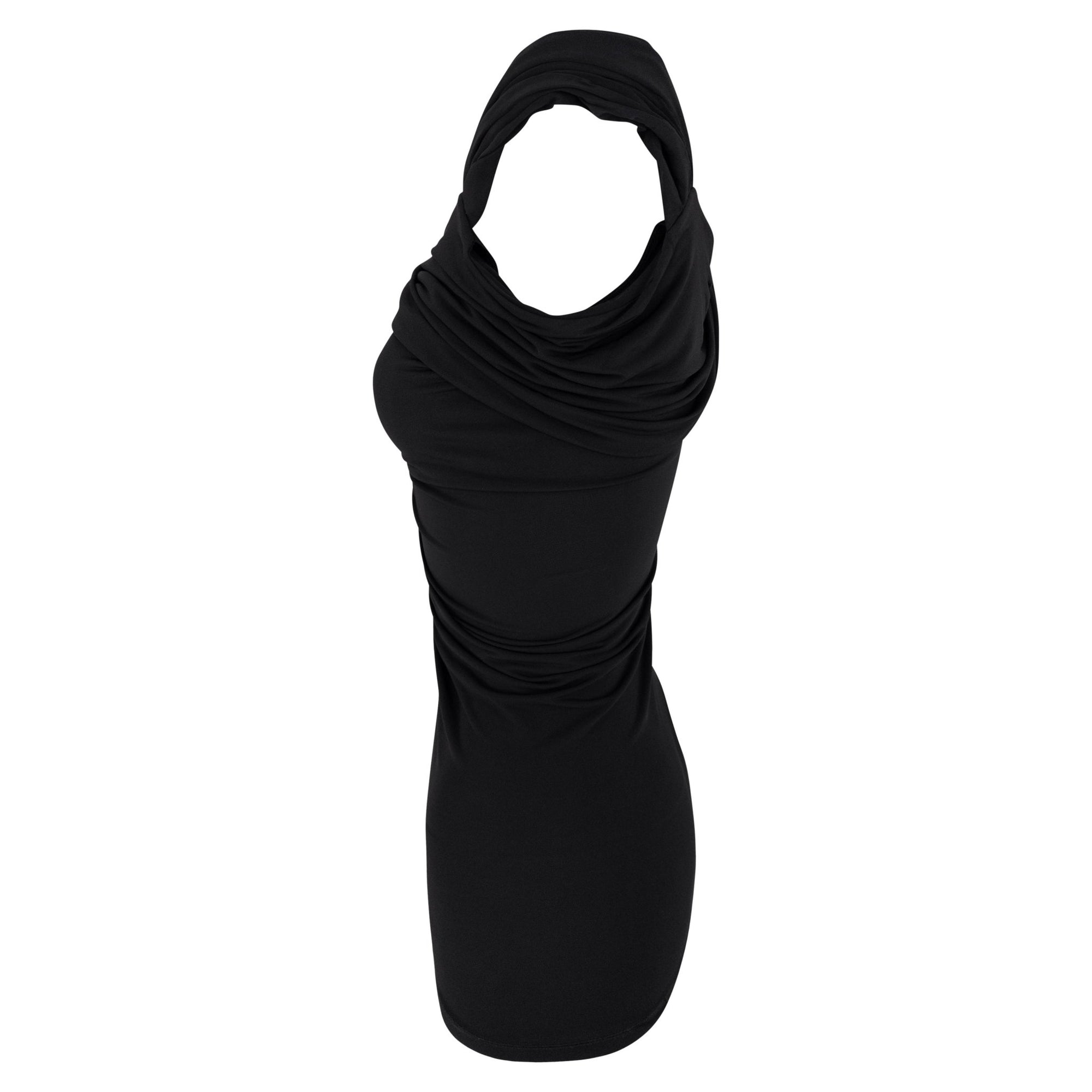 2000s Gianfranco Ferré Semi - Sheer Black Bodycon Off - the - Shoulder Tank Top - RealList