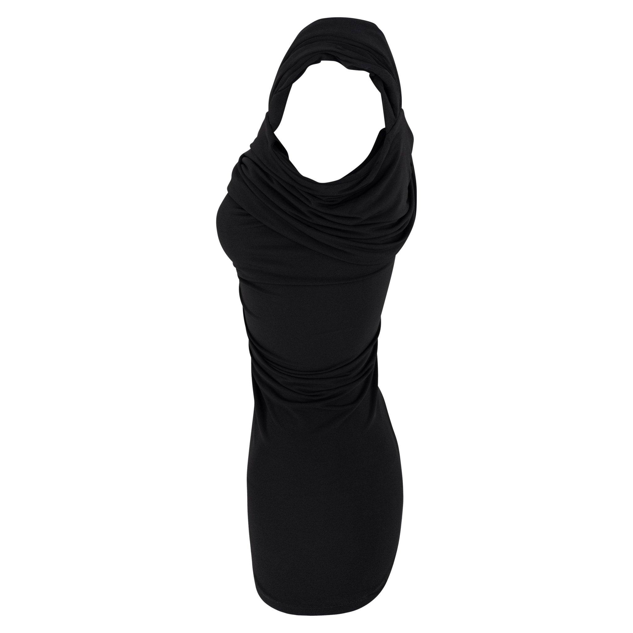 2000s Gianfranco Ferré Semi - Sheer Black Bodycon Off - the - Shoulder Tank Top - RealList
