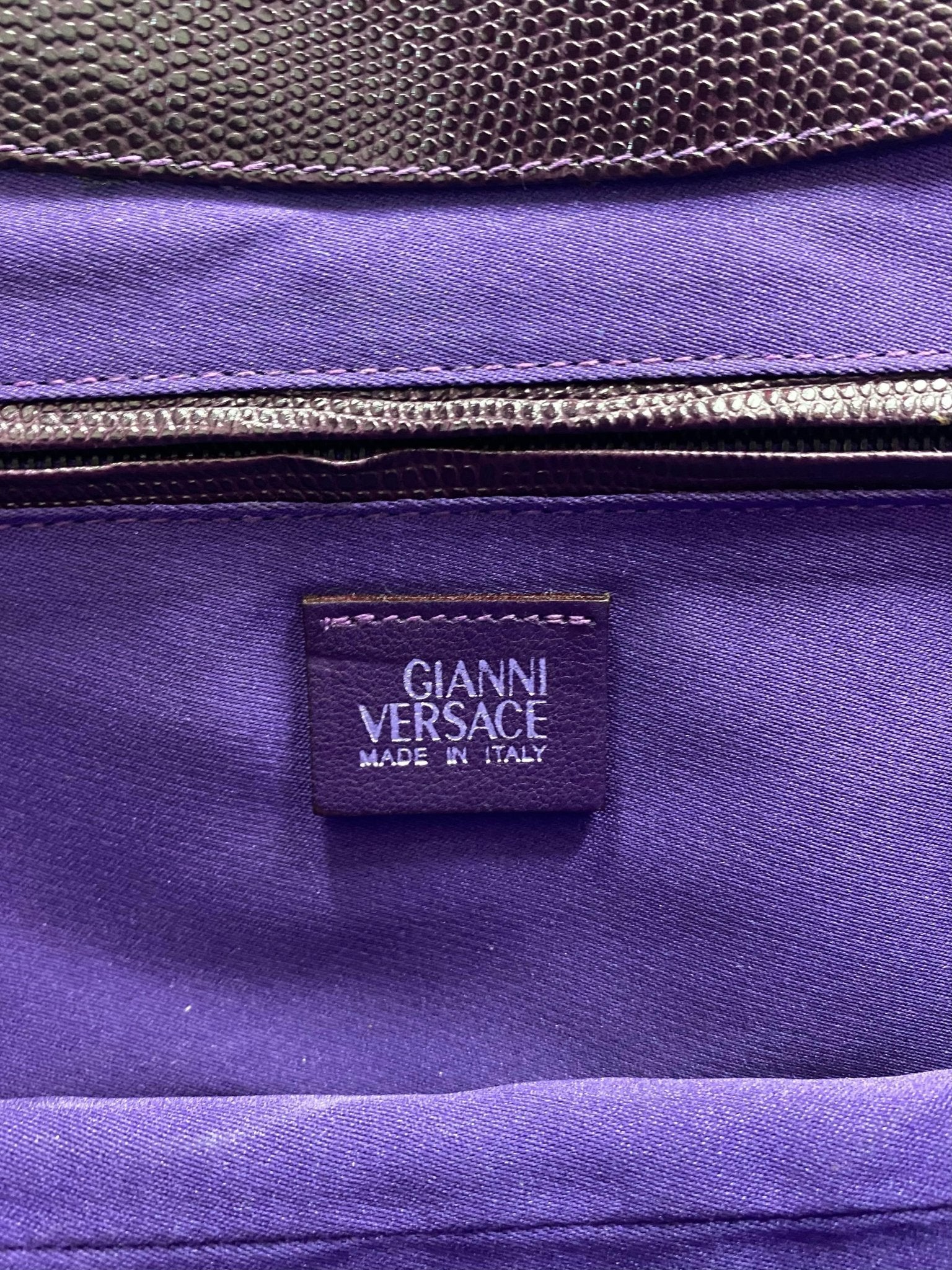 2000s Gianni Versace by Donatella Embroidered Lizard Medusa Clutch Strap Y2K - RealList