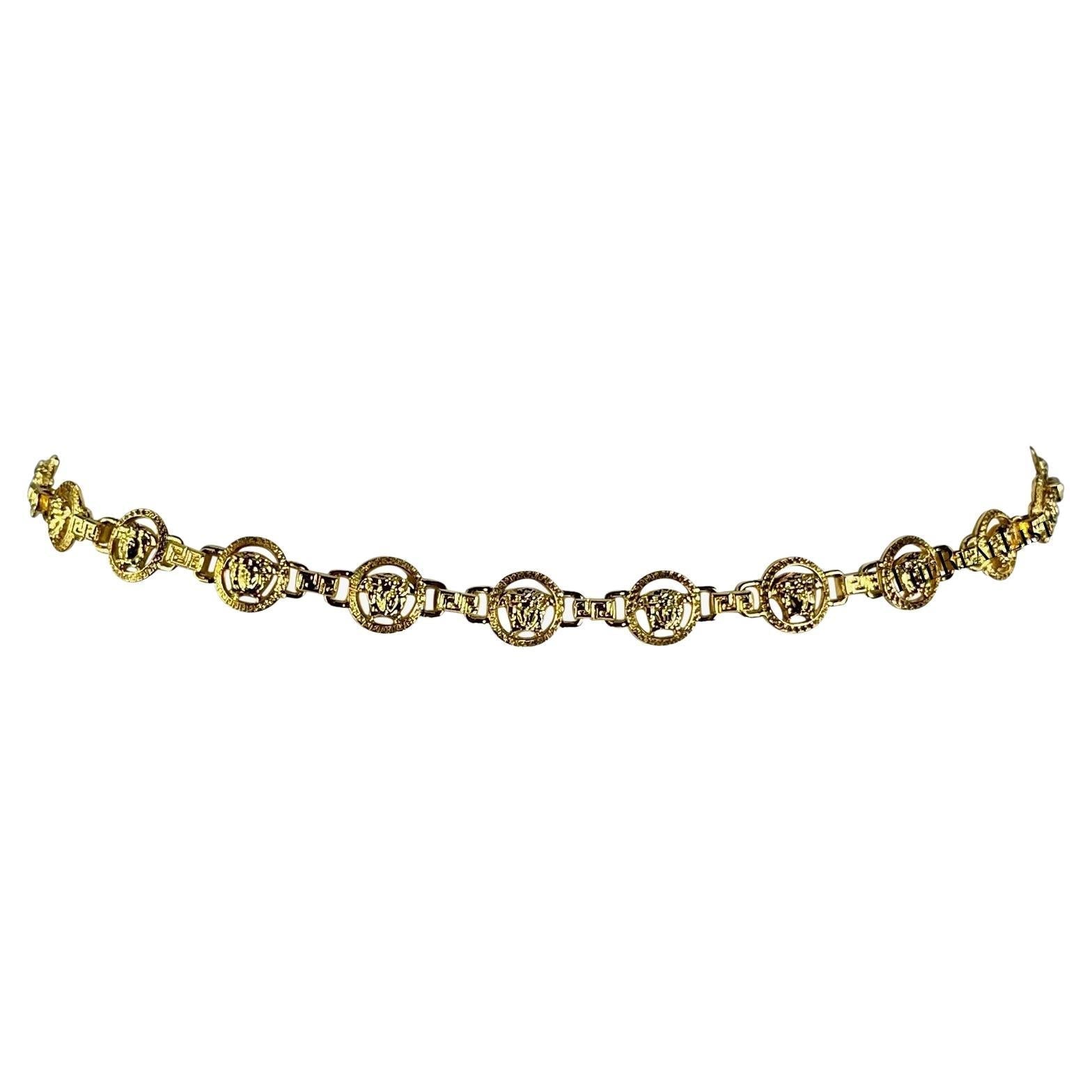 2000s Gianni Versace by Donatella Gold Tone Medusa Medallion Chain Belt - RealList