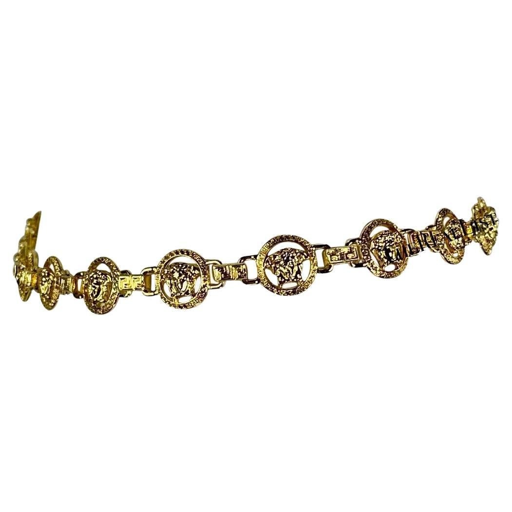 2000s Gianni Versace by Donatella Gold Tone Medusa Medallion Chain Belt - RealList