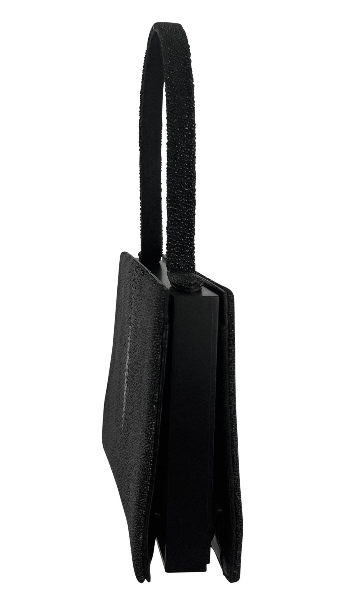 2000s Giorgio Armani Faux Stingray Black Shagreen Wood Frame Mini Evening Bag - RealList