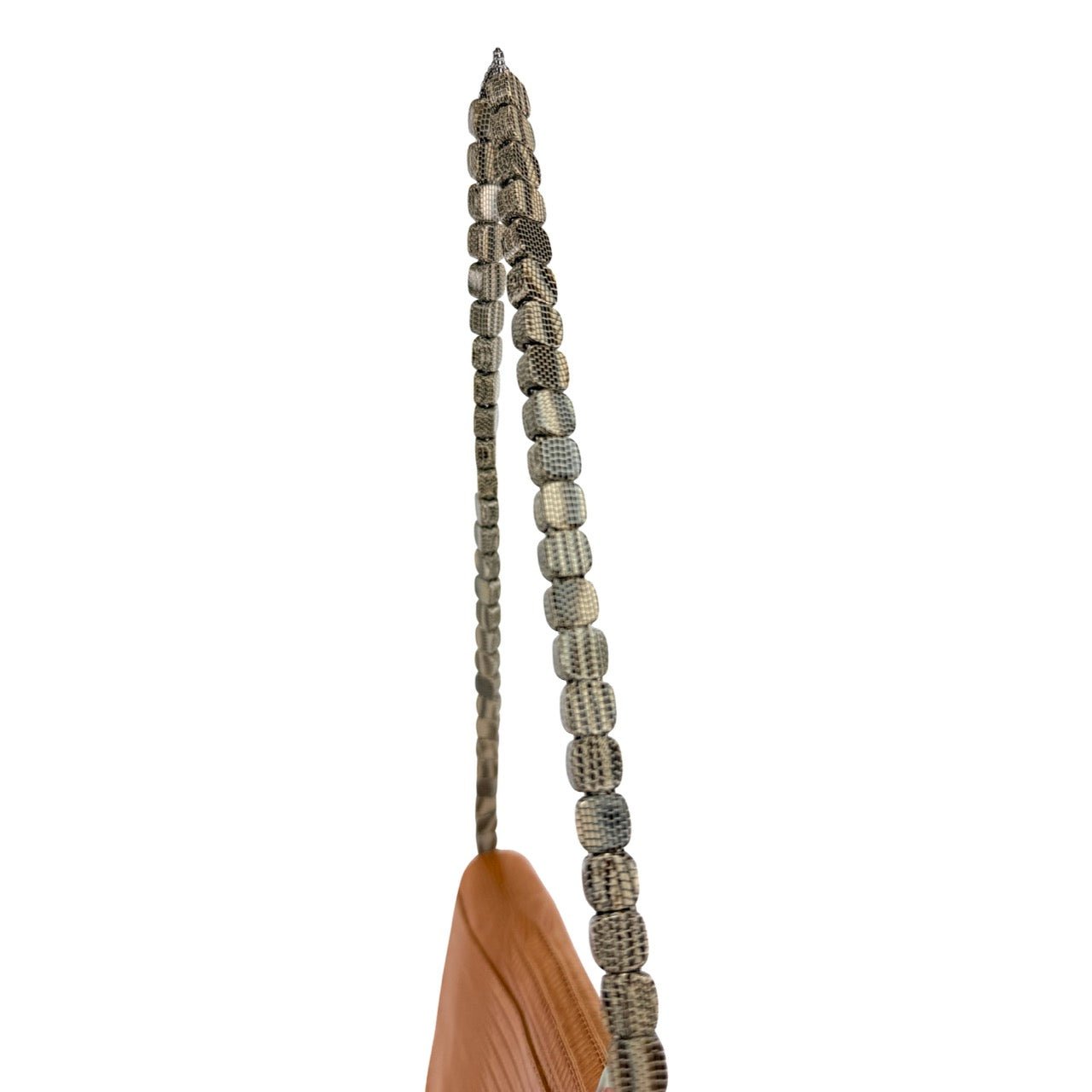 2000s Giorgio Armani Orange Lizard Skin Beaded Chain Small Shoulder Bag - RealList