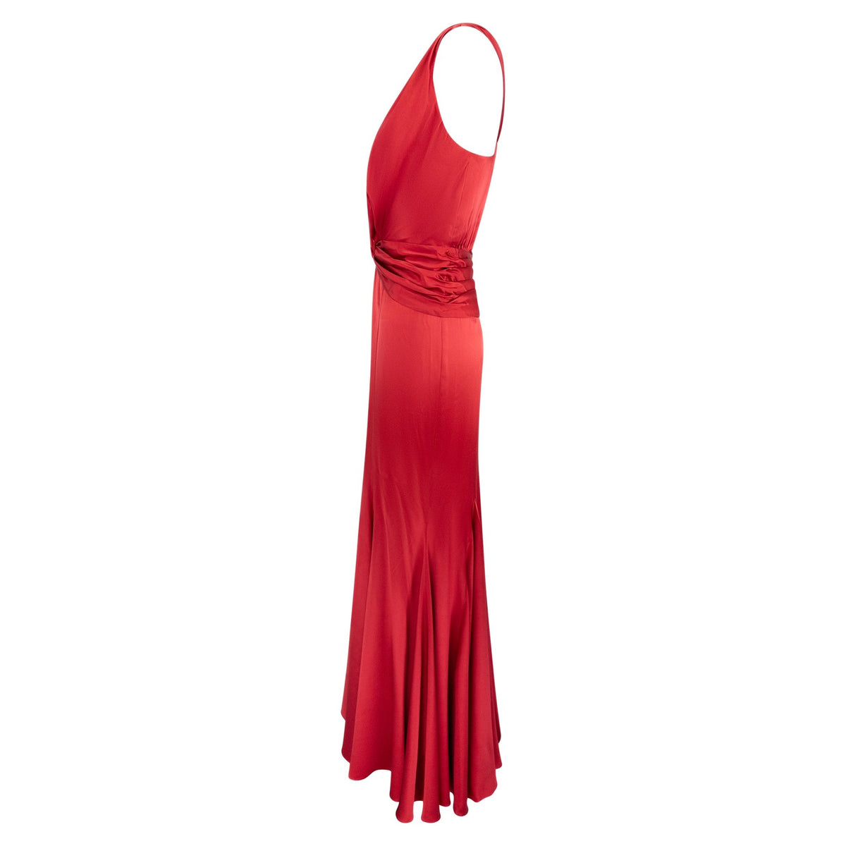 2000s Givenchy Red Silk Satin Plunging Gown - RealList