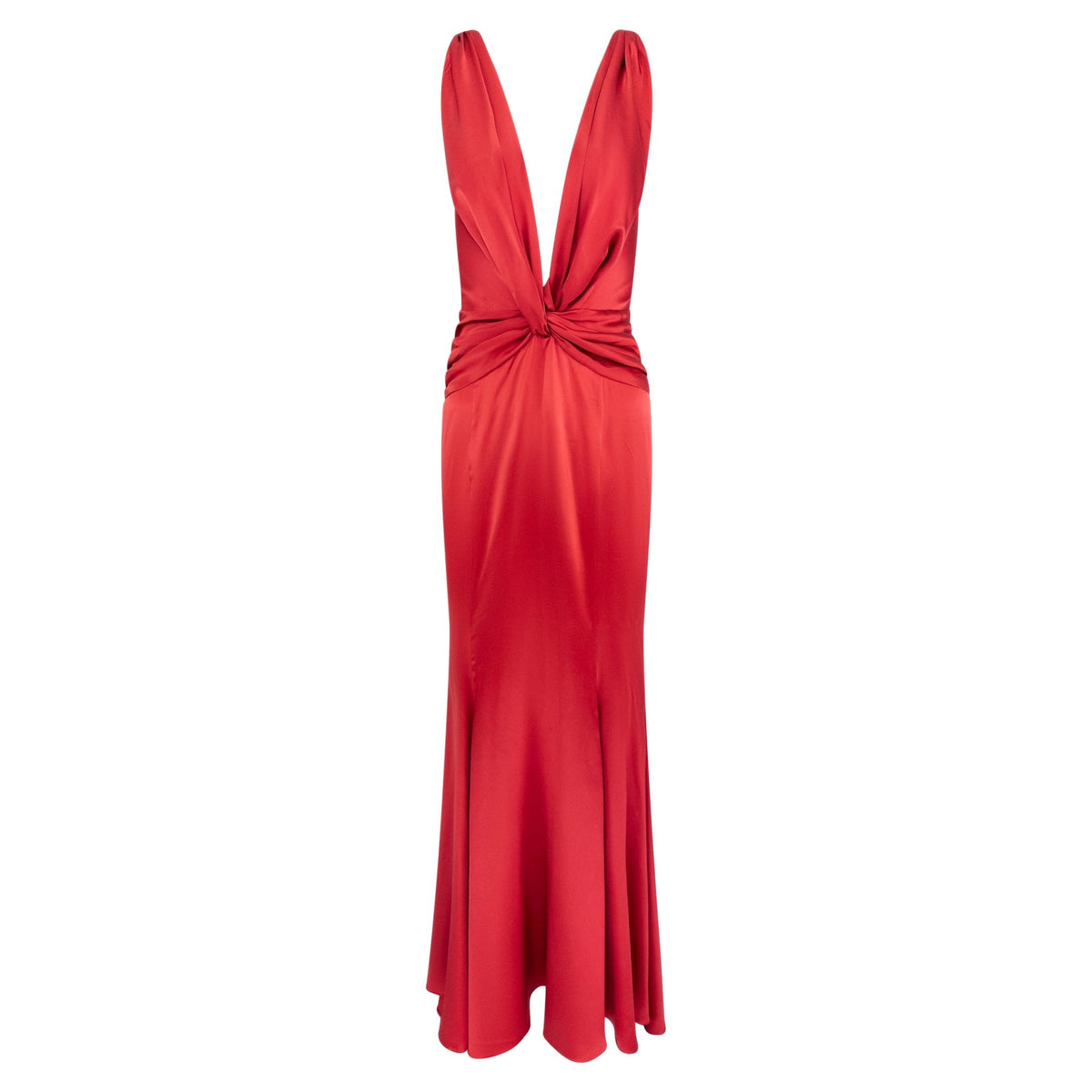 2000s Givenchy Red Silk Satin Plunging Gown - RealList
