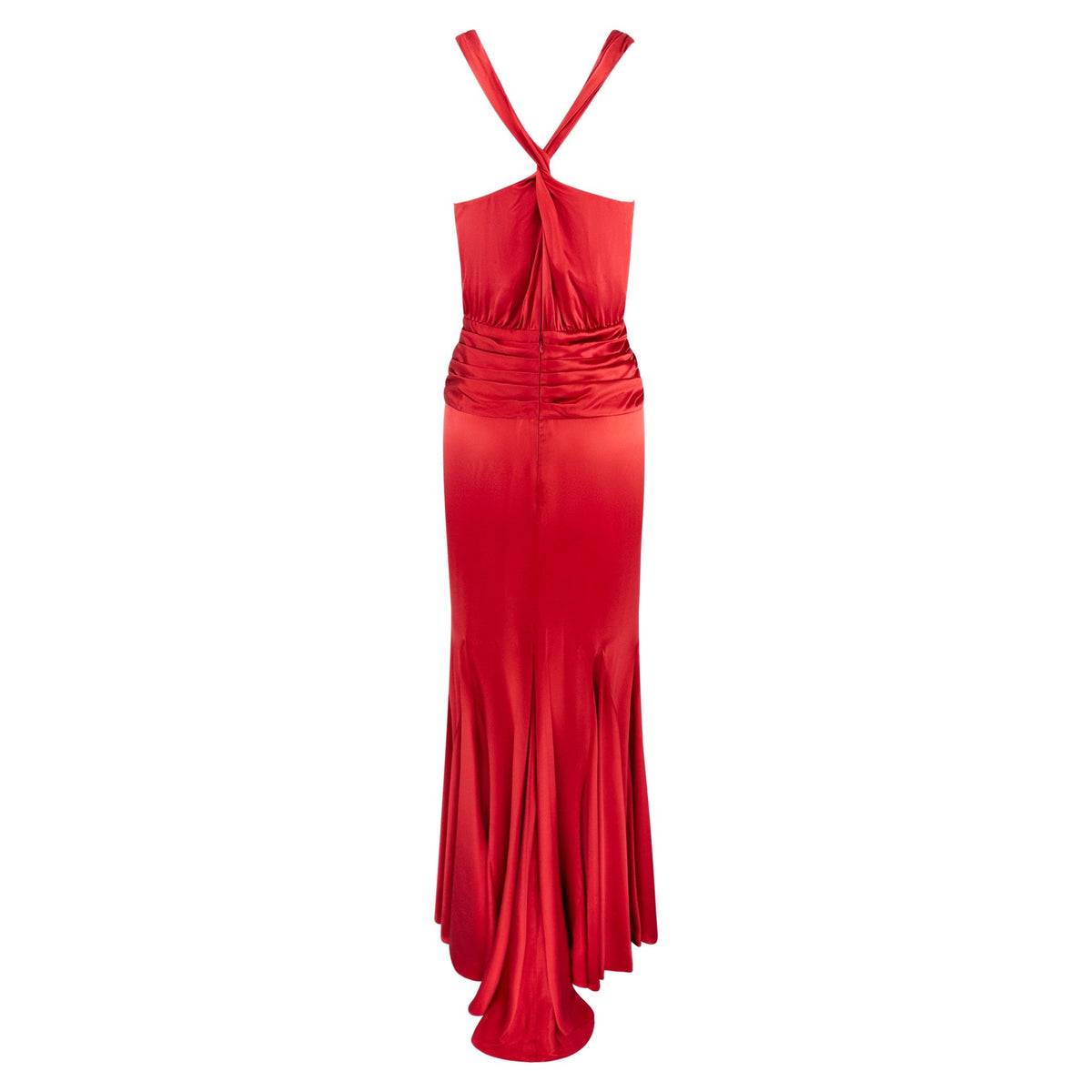 2000s Givenchy Red Silk Satin Plunging Gown - RealList