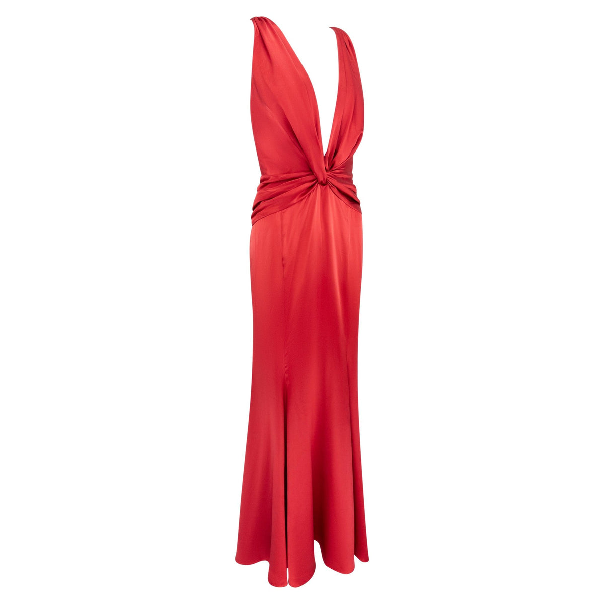 2000s Givenchy Red Silk Satin Plunging Gown - RealList