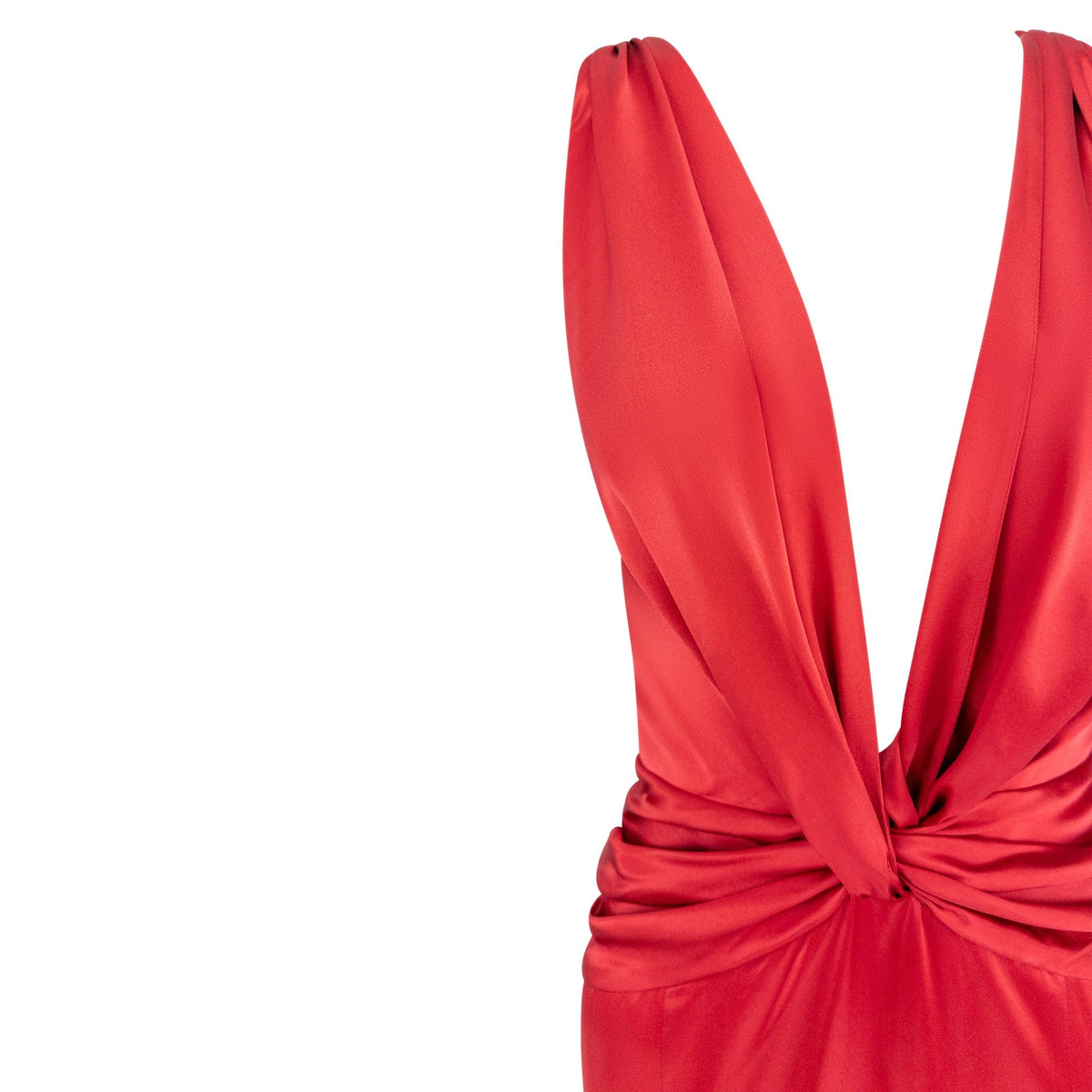 2000s Givenchy Red Silk Satin Plunging Gown - RealList