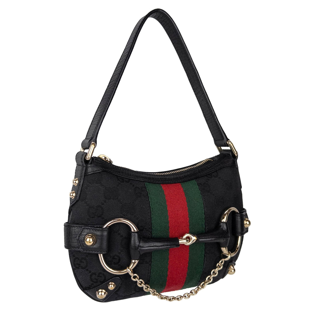 2000s Gucci by Tom Ford Black GG Horsebit Chain Mini Bag - RealList
