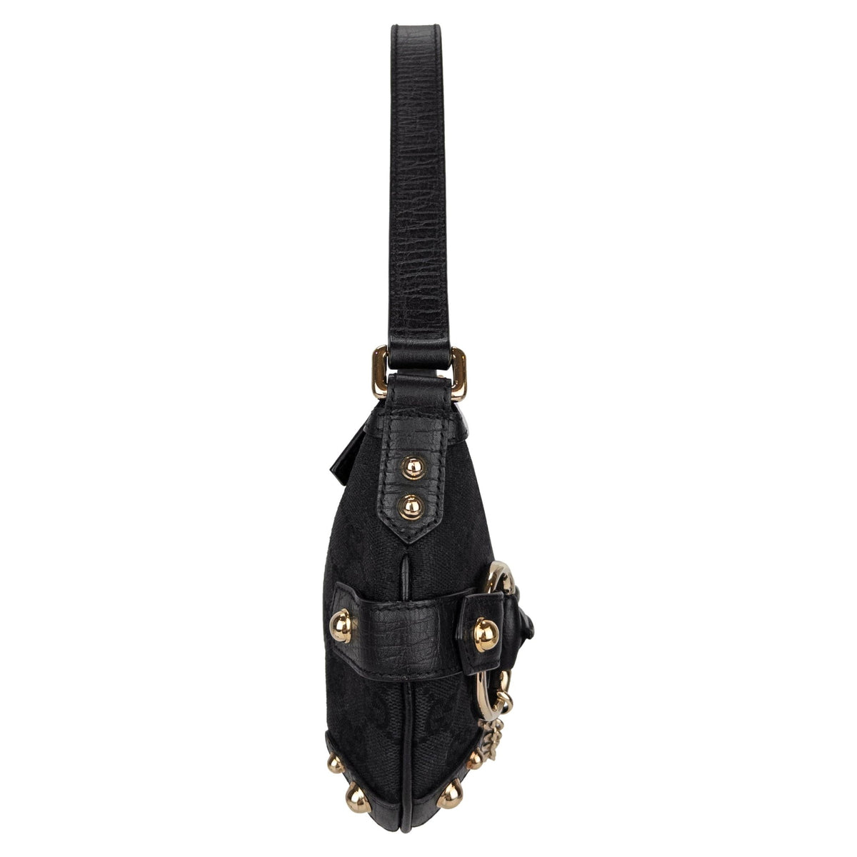 2000s Gucci by Tom Ford Black GG Horsebit Chain Mini Bag - RealList