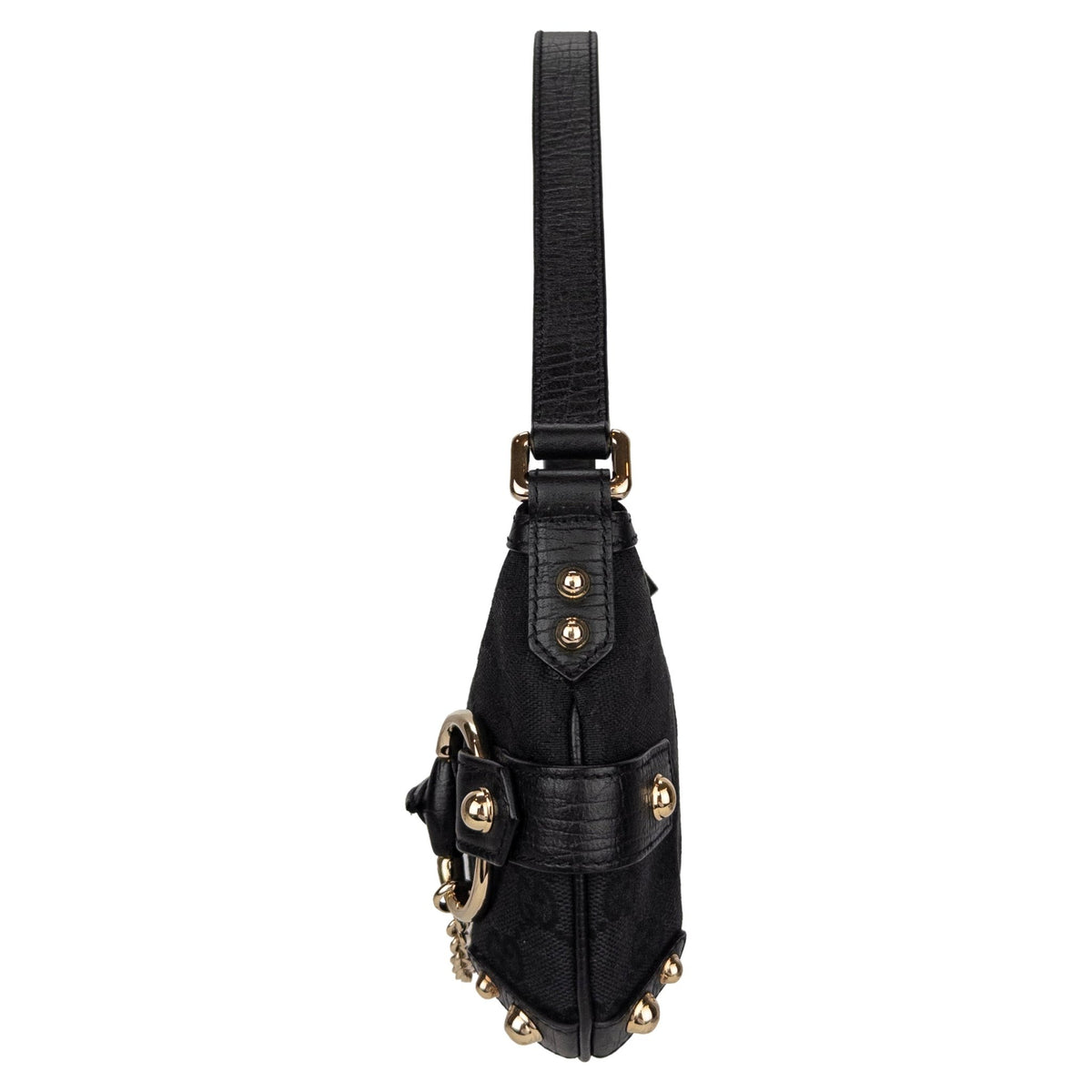 2000s Gucci by Tom Ford Black GG Horsebit Chain Mini Bag - RealList