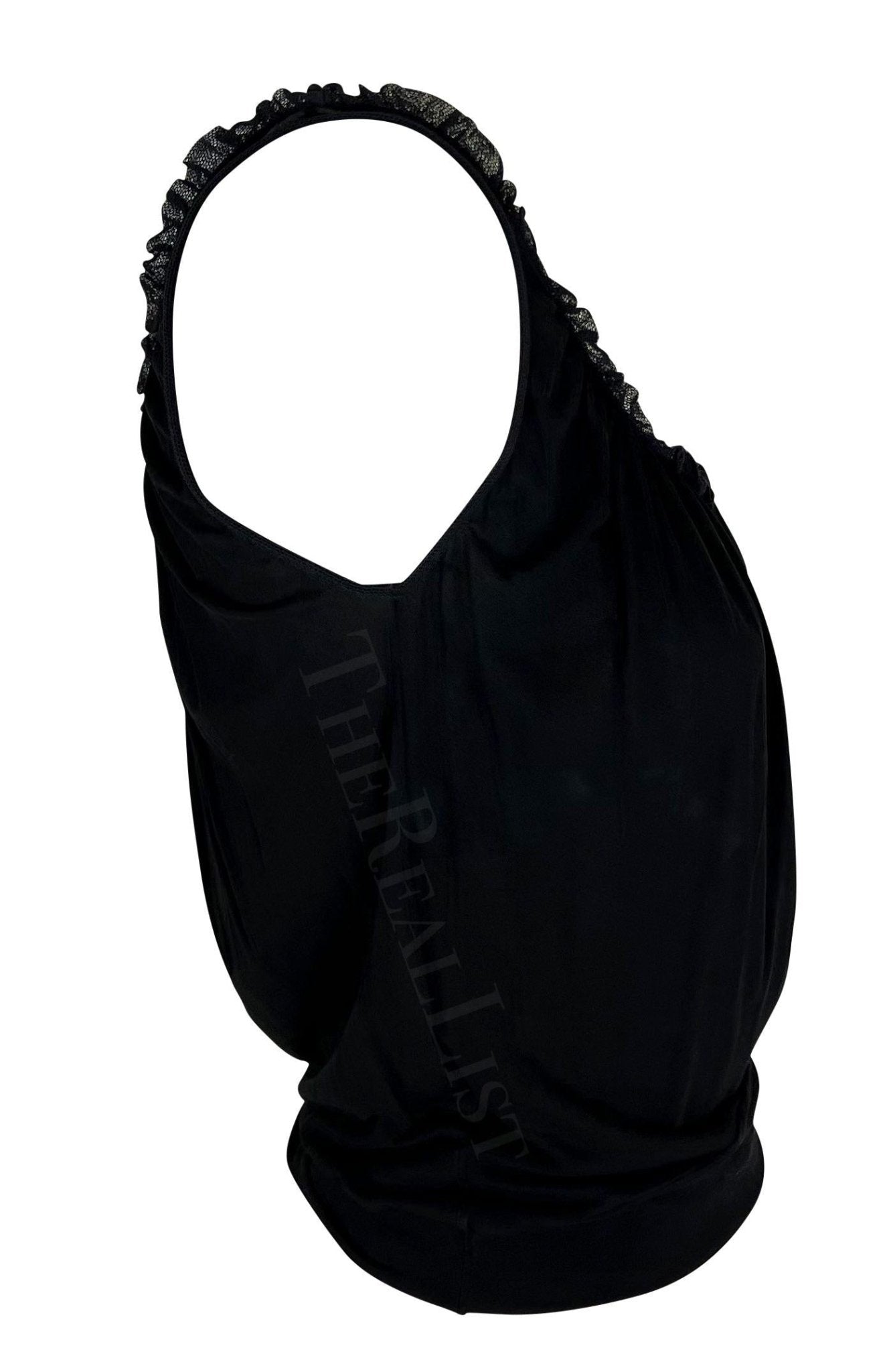 2000s Gucci by Tom Ford Black Ruffle Bodycon Stretch Tank Top - RealList