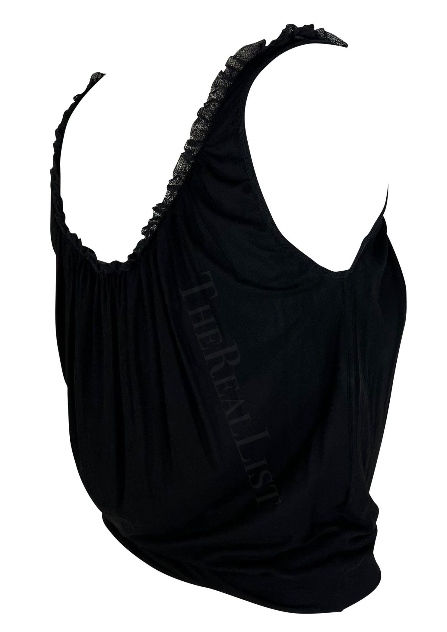 2000s Gucci by Tom Ford Black Ruffle Bodycon Stretch Tank Top - RealList