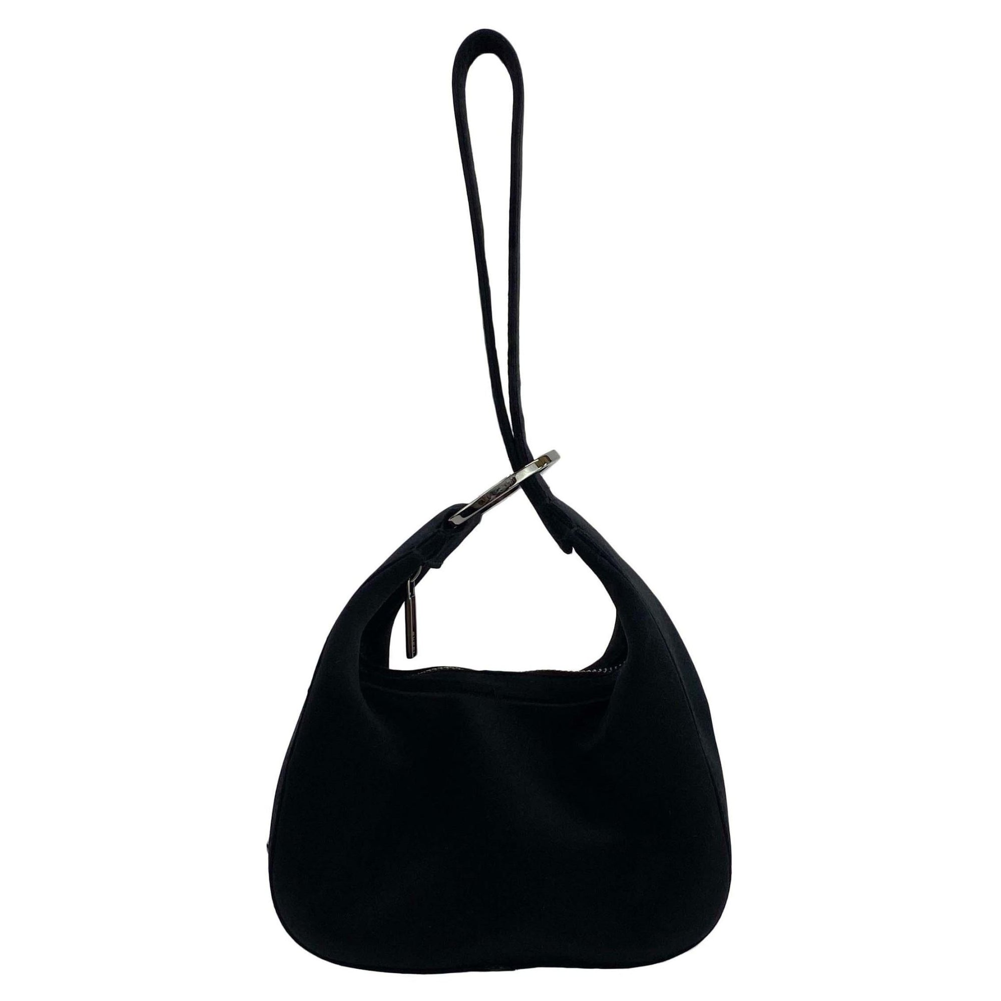 2000s Gucci by Tom Ford Black Satin Hoop Mini Wristlet - RealList