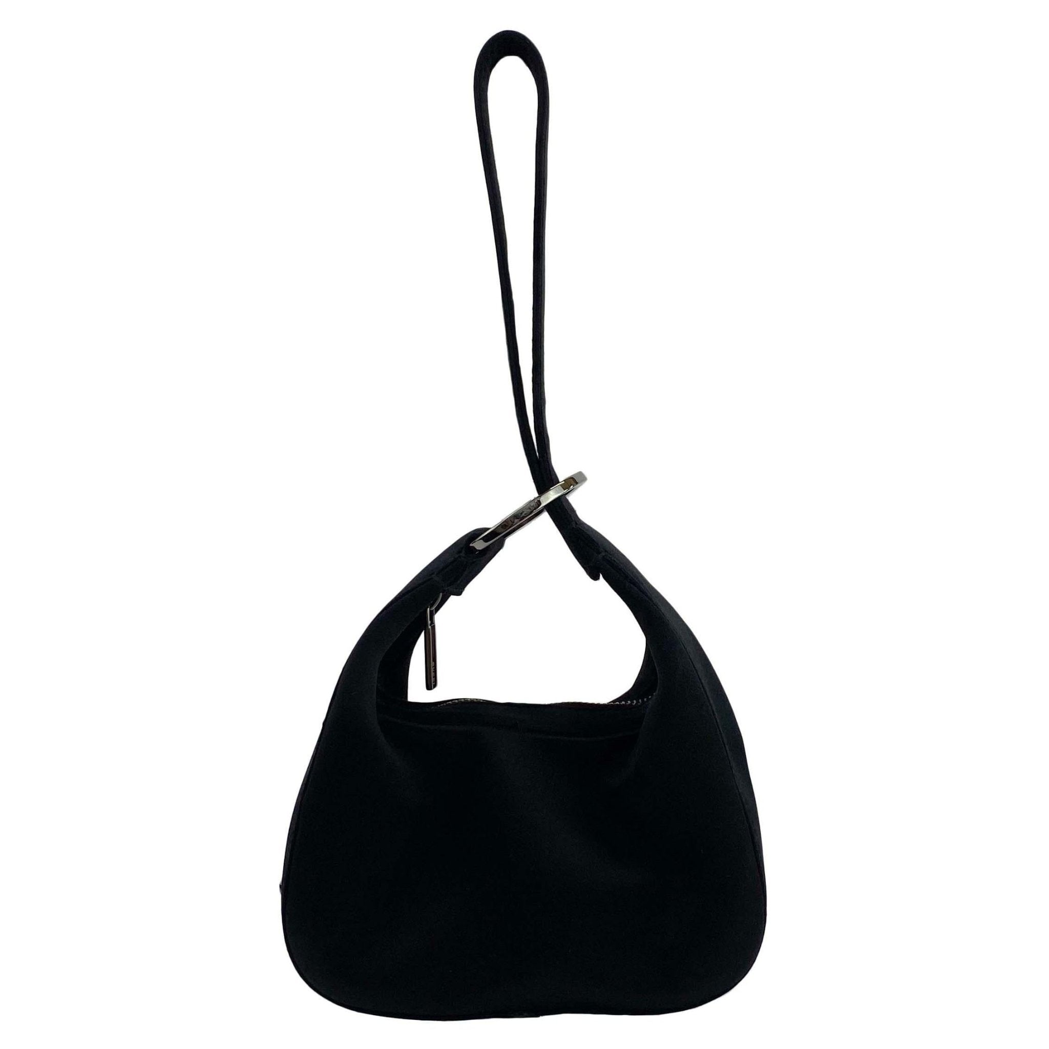 2000s Gucci by Tom Ford Black Satin Hoop Mini Wristlet - RealList