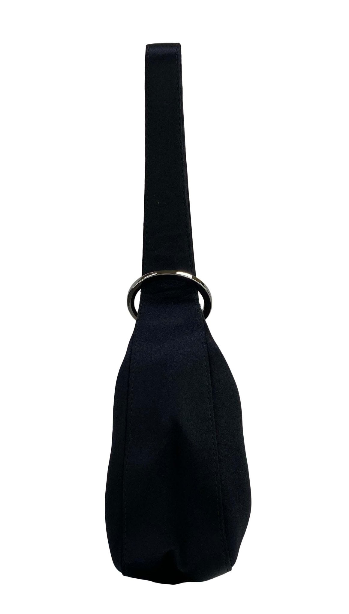 2000s Gucci by Tom Ford Black Satin Hoop Mini Wristlet - RealList