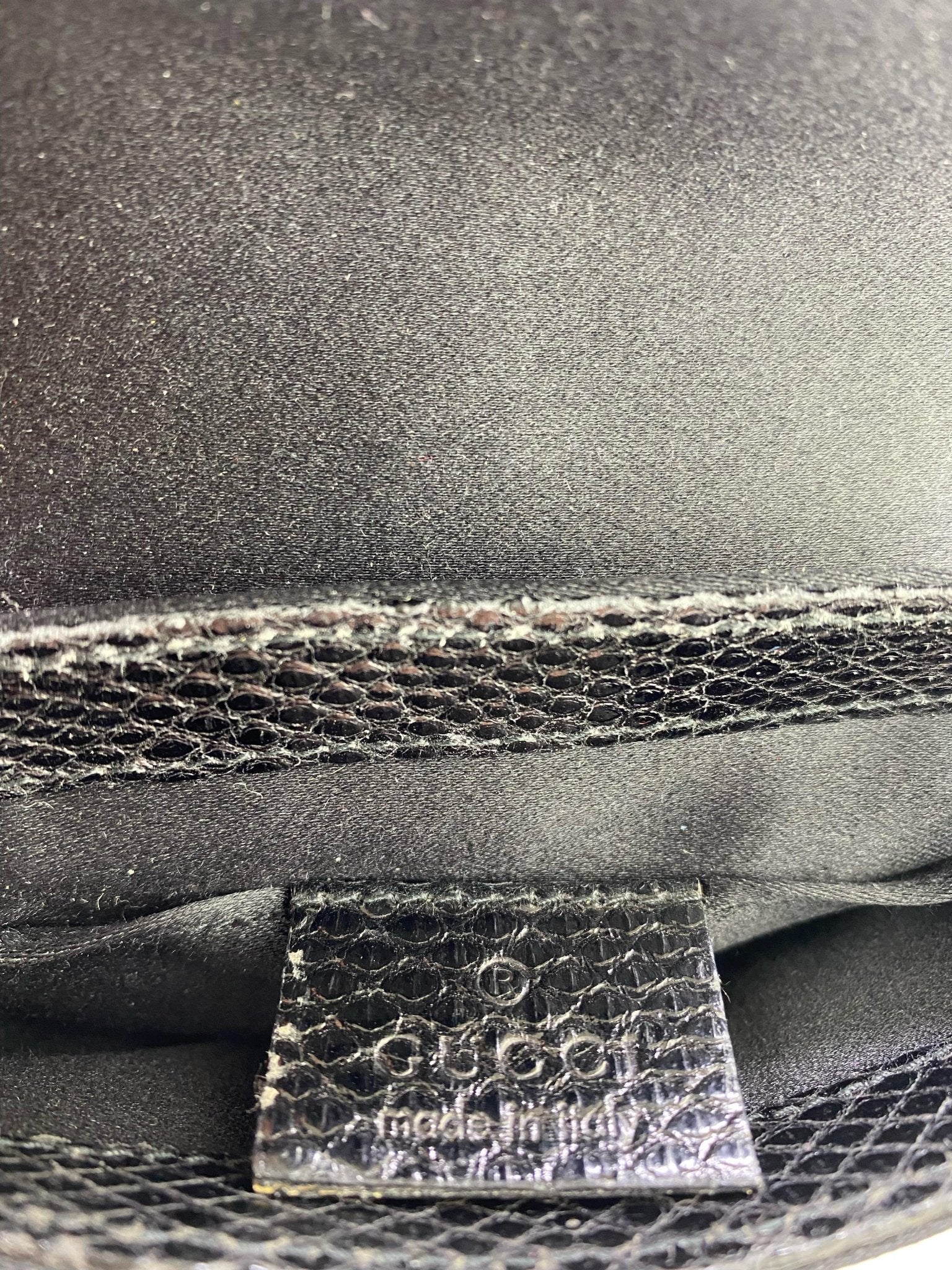 2000s Gucci by Tom Ford Black Silk Rhinestone 'GG' Logo Thong Mini Crossbody Bag - RealList