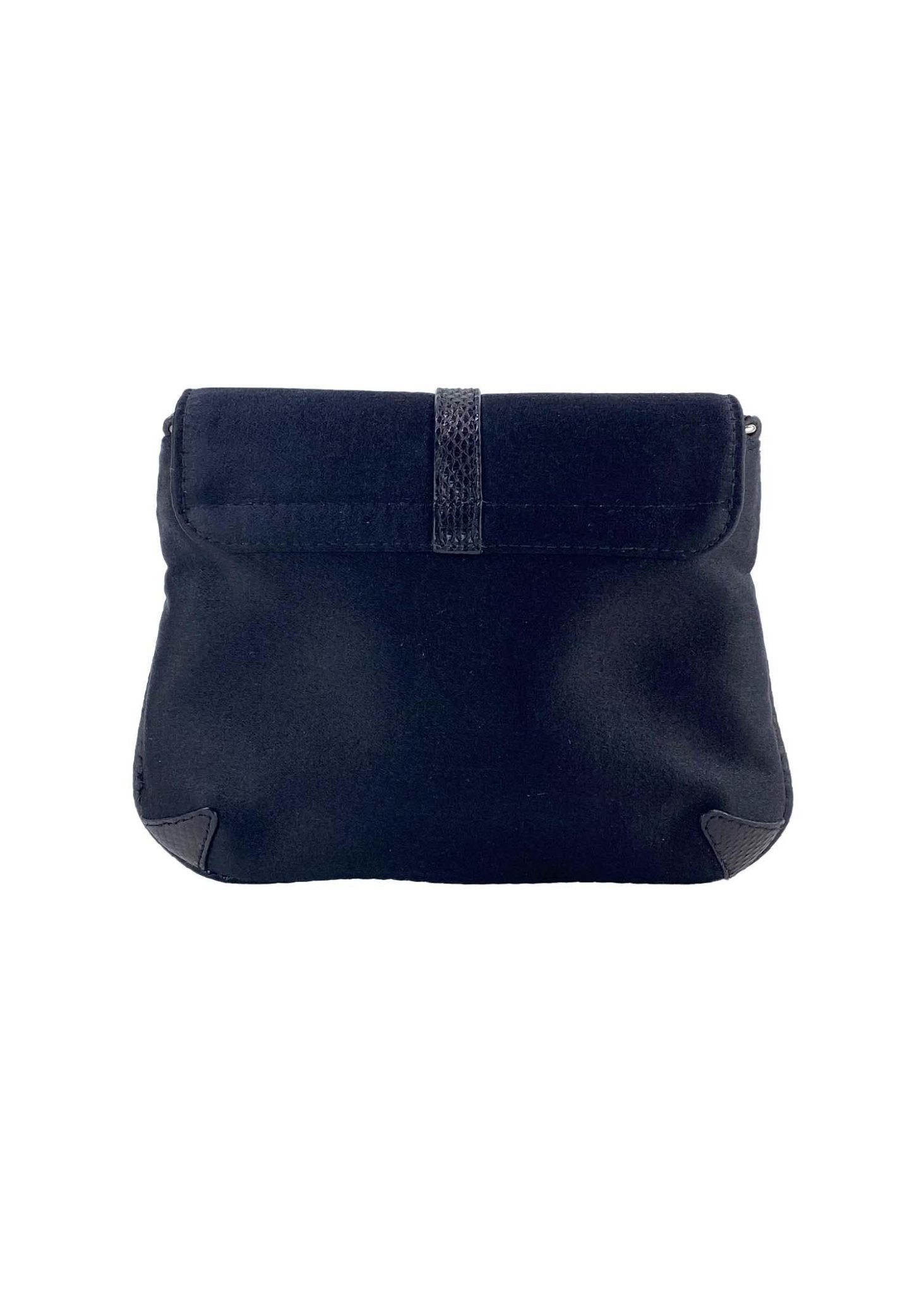 2000s Gucci by Tom Ford Black Silk Rhinestone 'GG' Logo Thong Mini Crossbody Bag - RealList