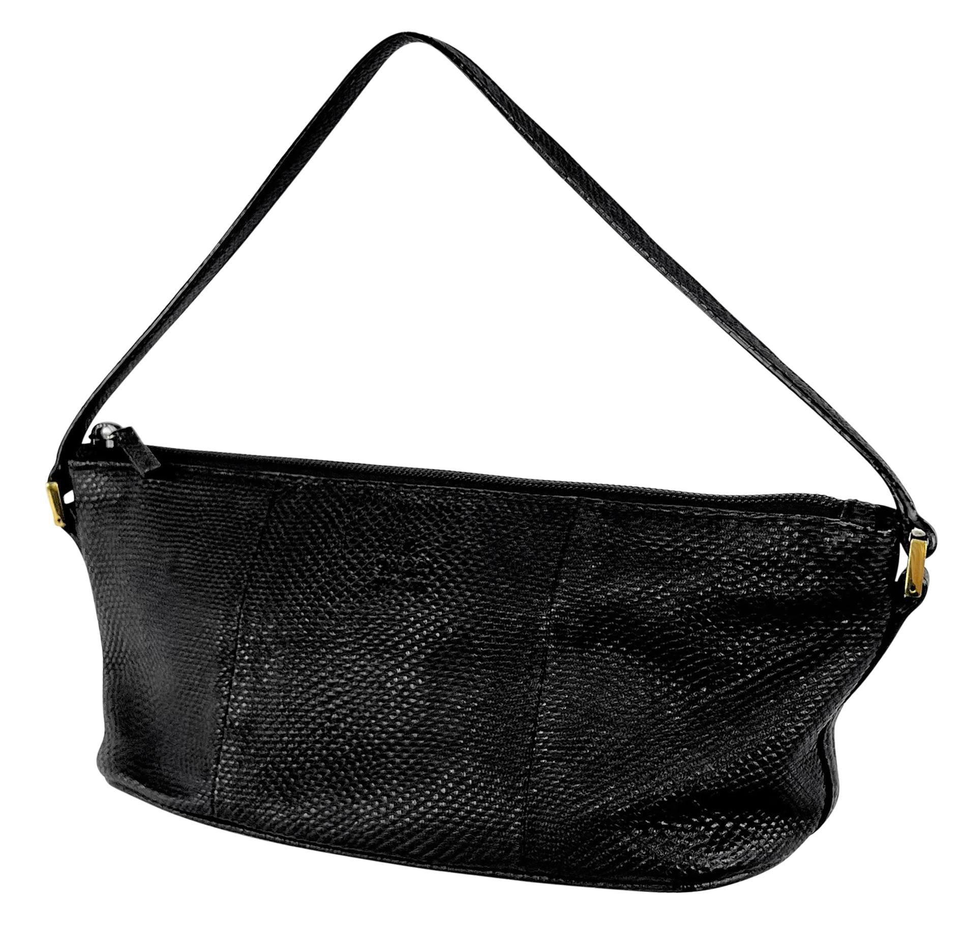 2000s Gucci by Tom Ford Genuine Karung Snakeskin Black Mini Pochette Bag - RealList