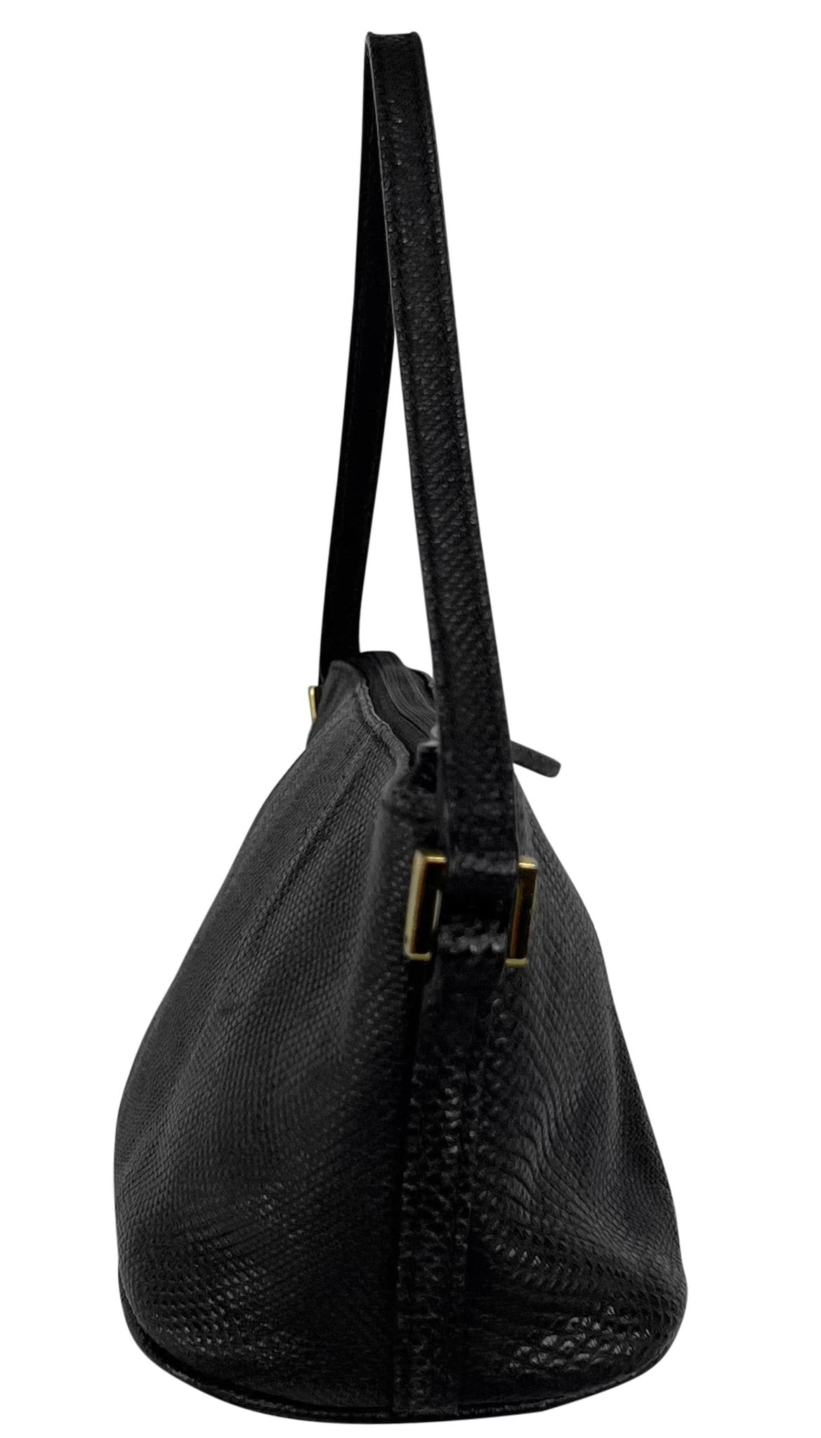 2000s Gucci by Tom Ford Genuine Karung Snakeskin Black Mini Pochette Bag - RealList