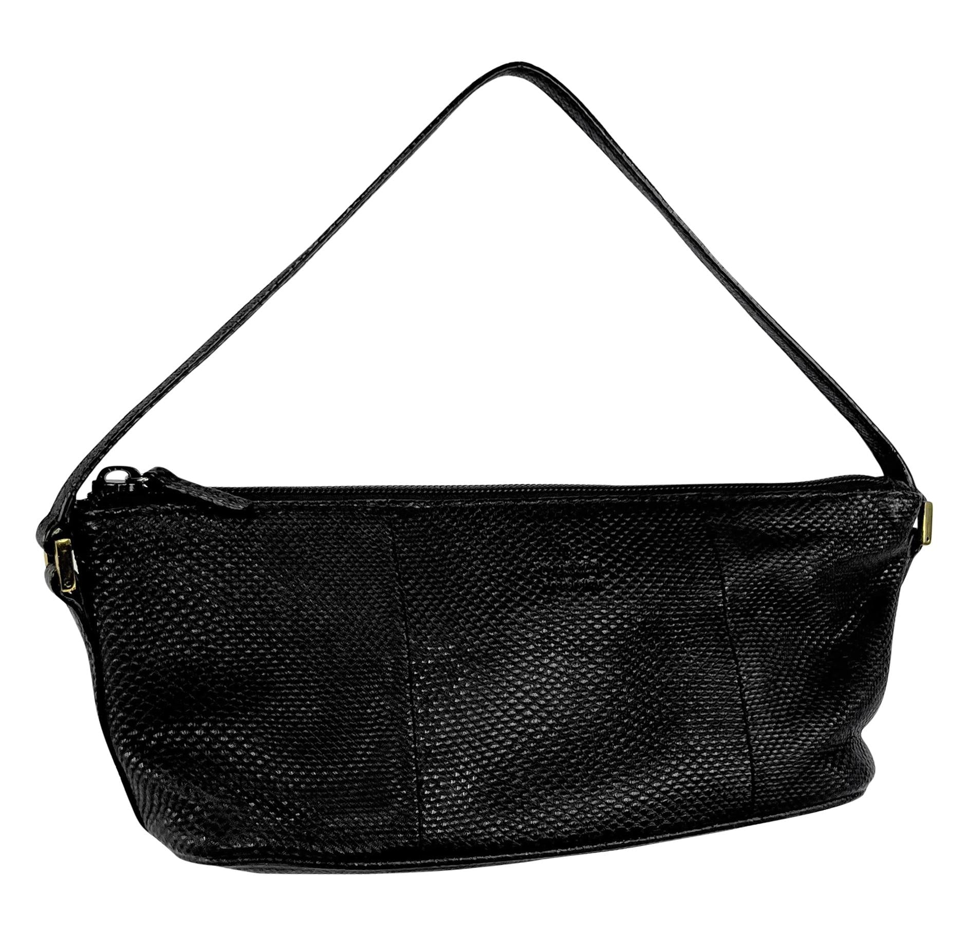 2000s Gucci by Tom Ford Genuine Karung Snakeskin Black Mini Pochette Bag - RealList