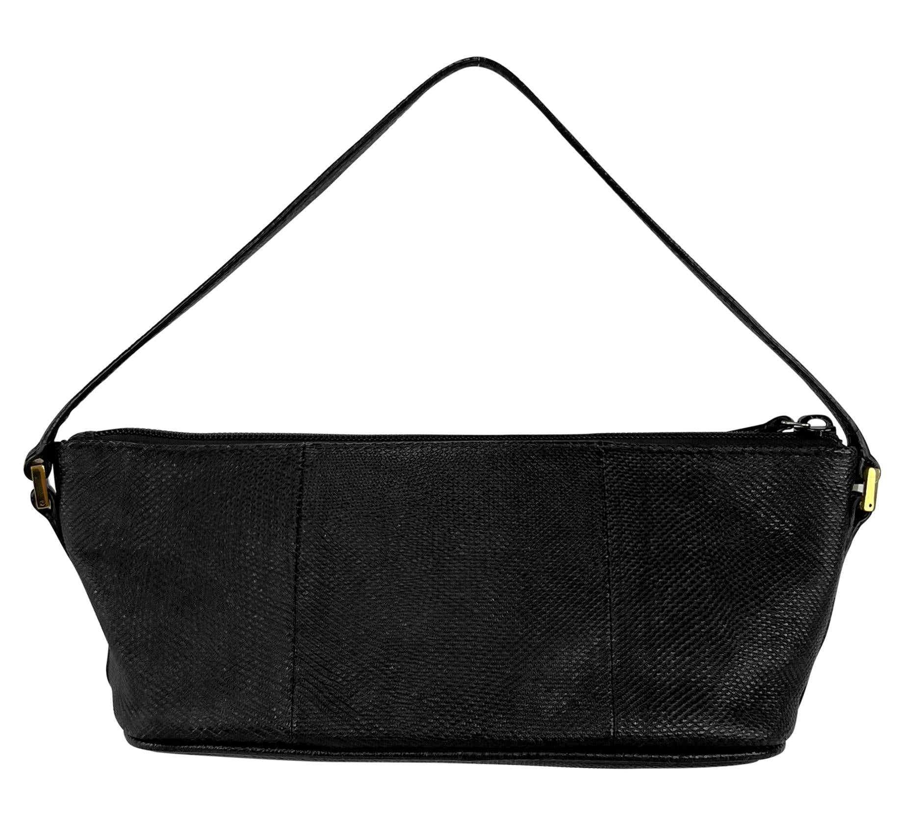 2000s Gucci by Tom Ford Genuine Karung Snakeskin Black Mini Pochette Bag - RealList