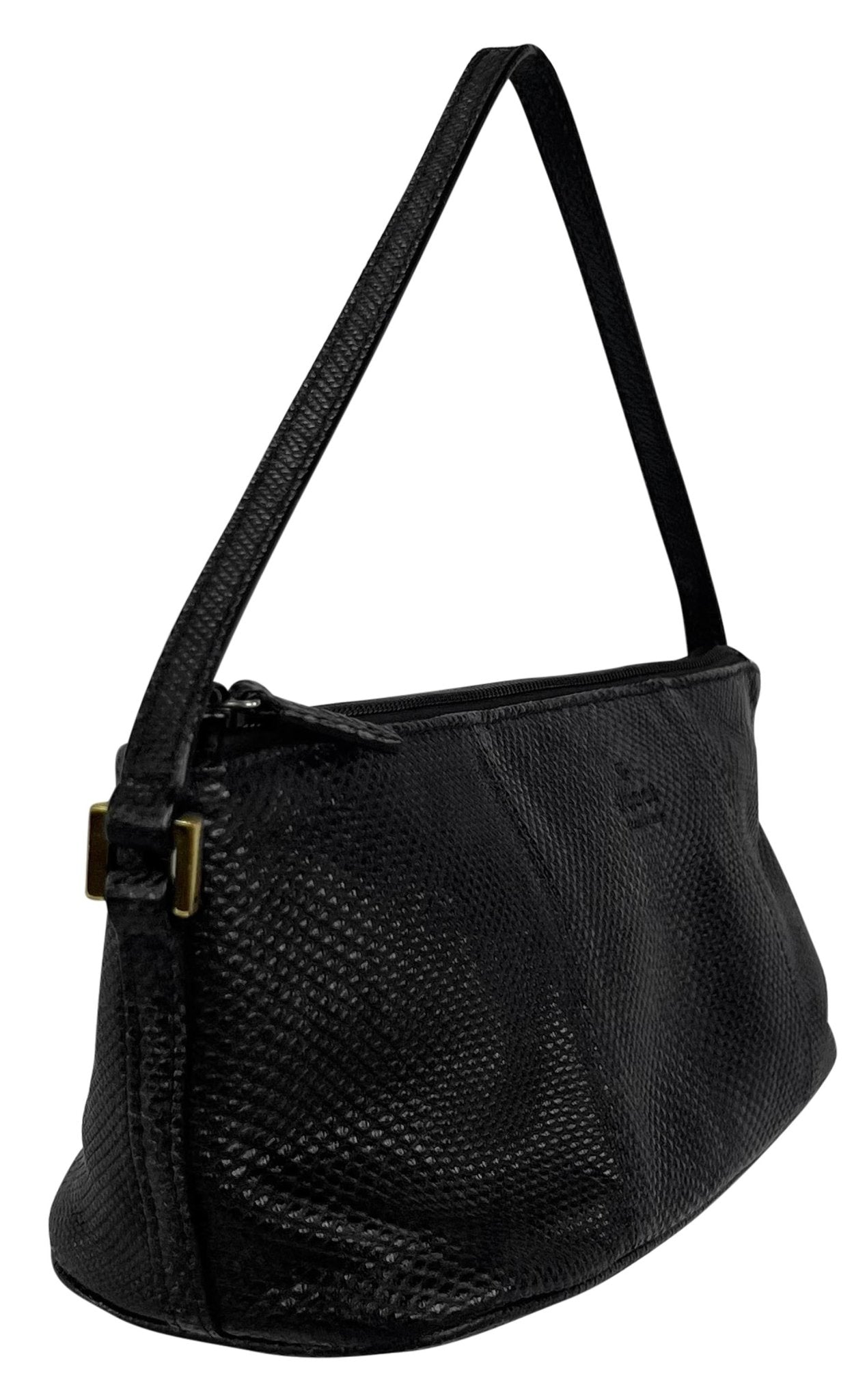 2000s Gucci by Tom Ford Genuine Karung Snakeskin Black Mini Pochette Bag - RealList