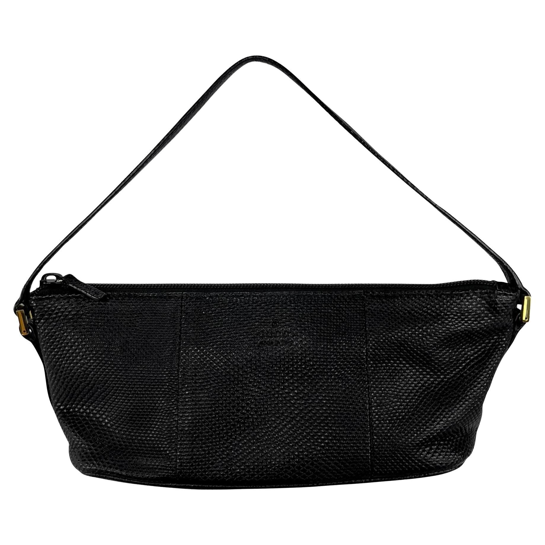 2000s Gucci by Tom Ford Genuine Karung Snakeskin Black Mini Pochette Bag - RealList