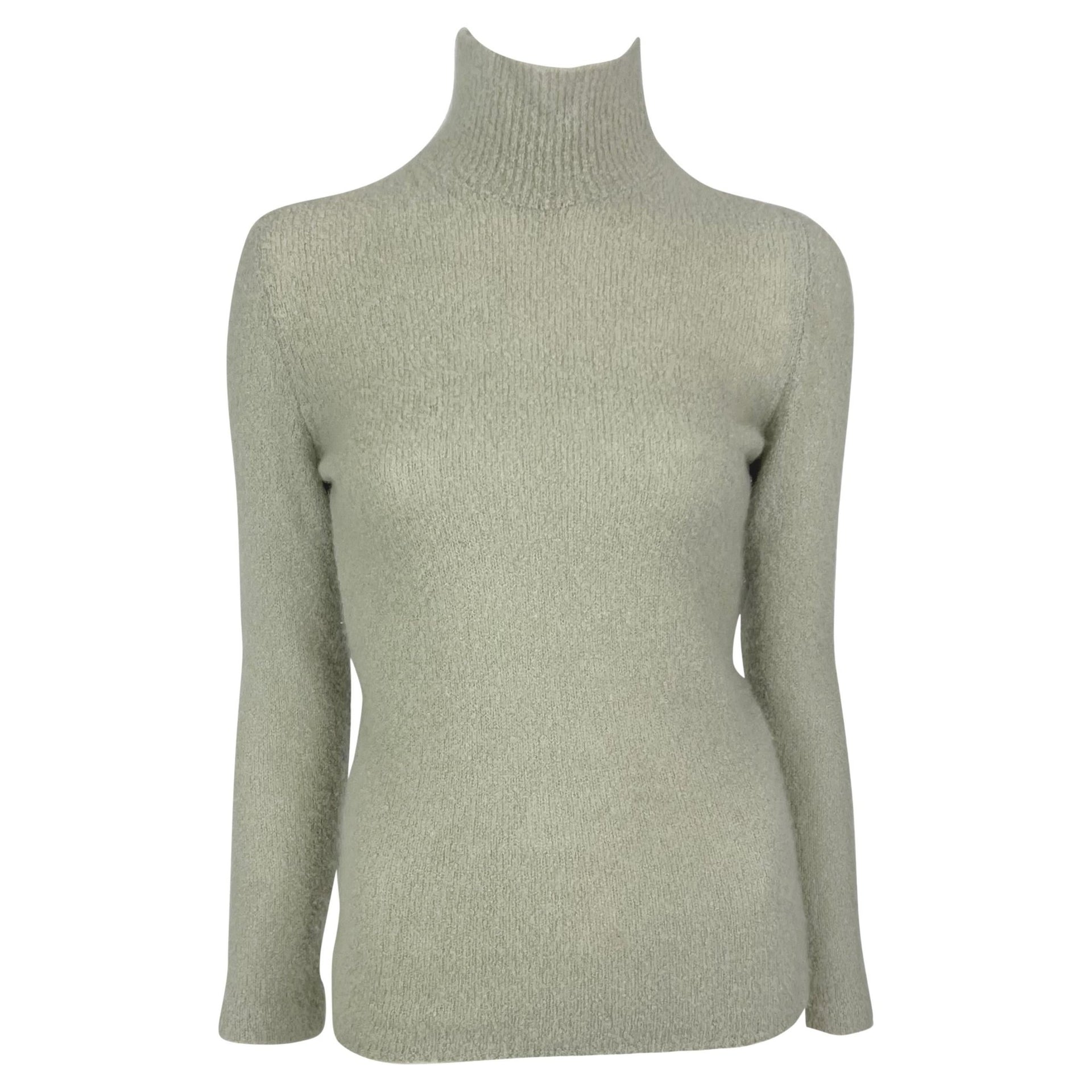 2000s Gucci by Tom Ford Light Blue Stretch Knit Mockneck Sweater - RealList