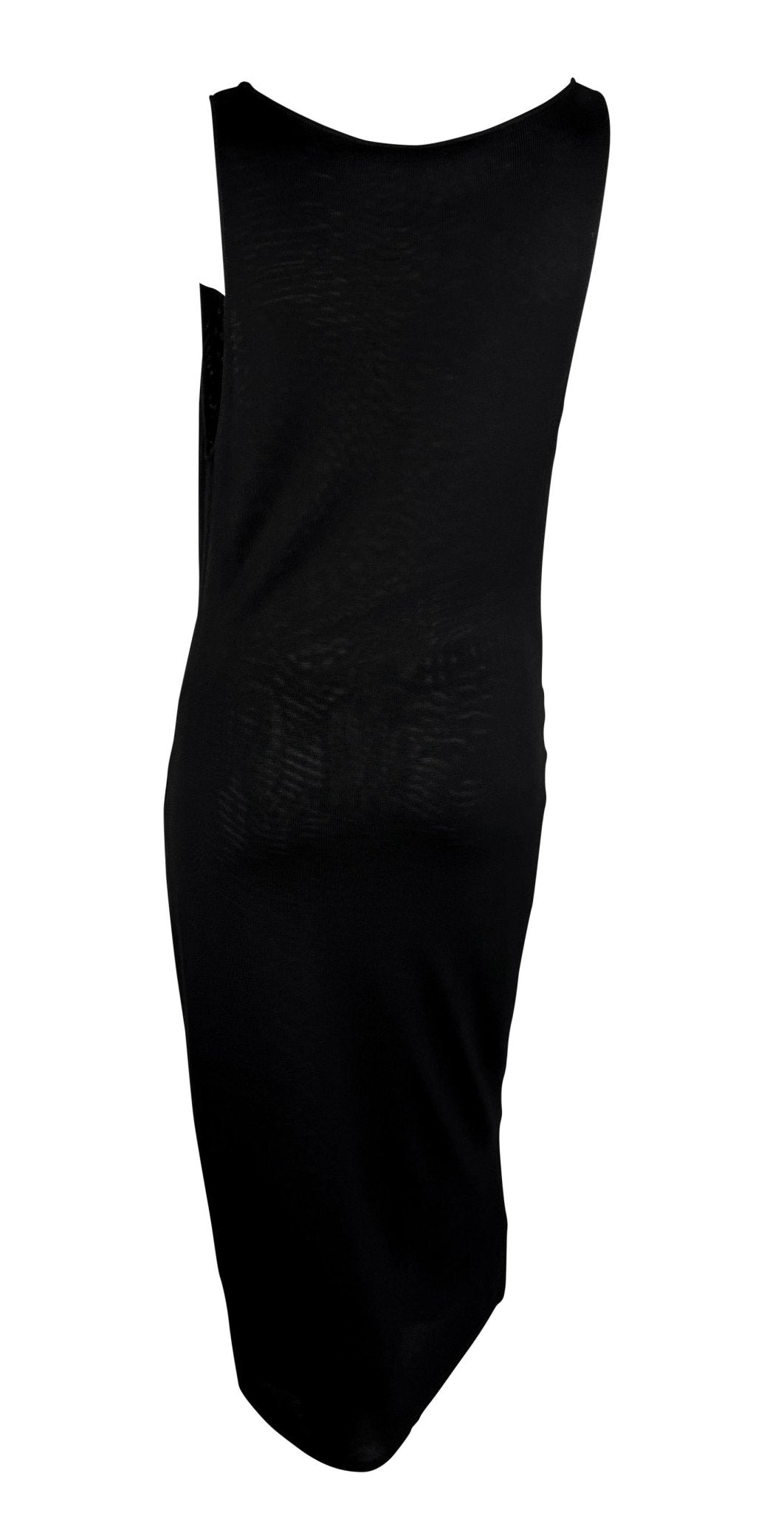 2000s Gucci by Tom Ford Sheer Stretch Viscose Sleeveless Cowl Black Dress - RealList