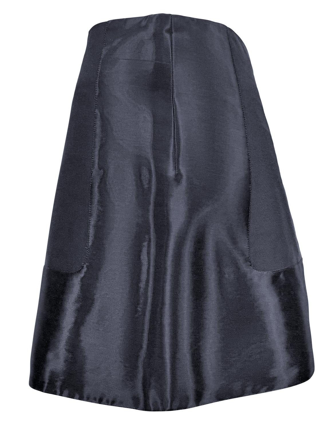 2000s Guy Laroche Couture Dark Navy Shimmery Panel Mini Skirt - RealList