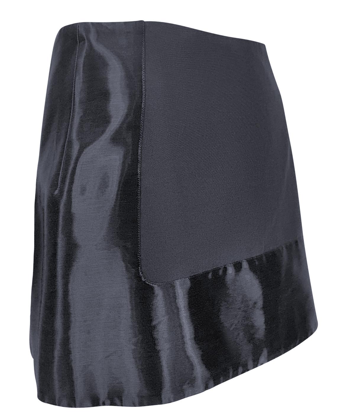 2000s Guy Laroche Couture Dark Navy Shimmery Panel Mini Skirt - RealList