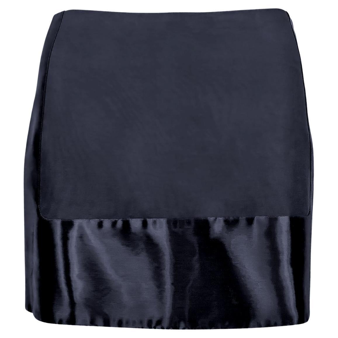 2000s Guy Laroche Couture Dark Navy Shimmery Panel Mini Skirt - RealList