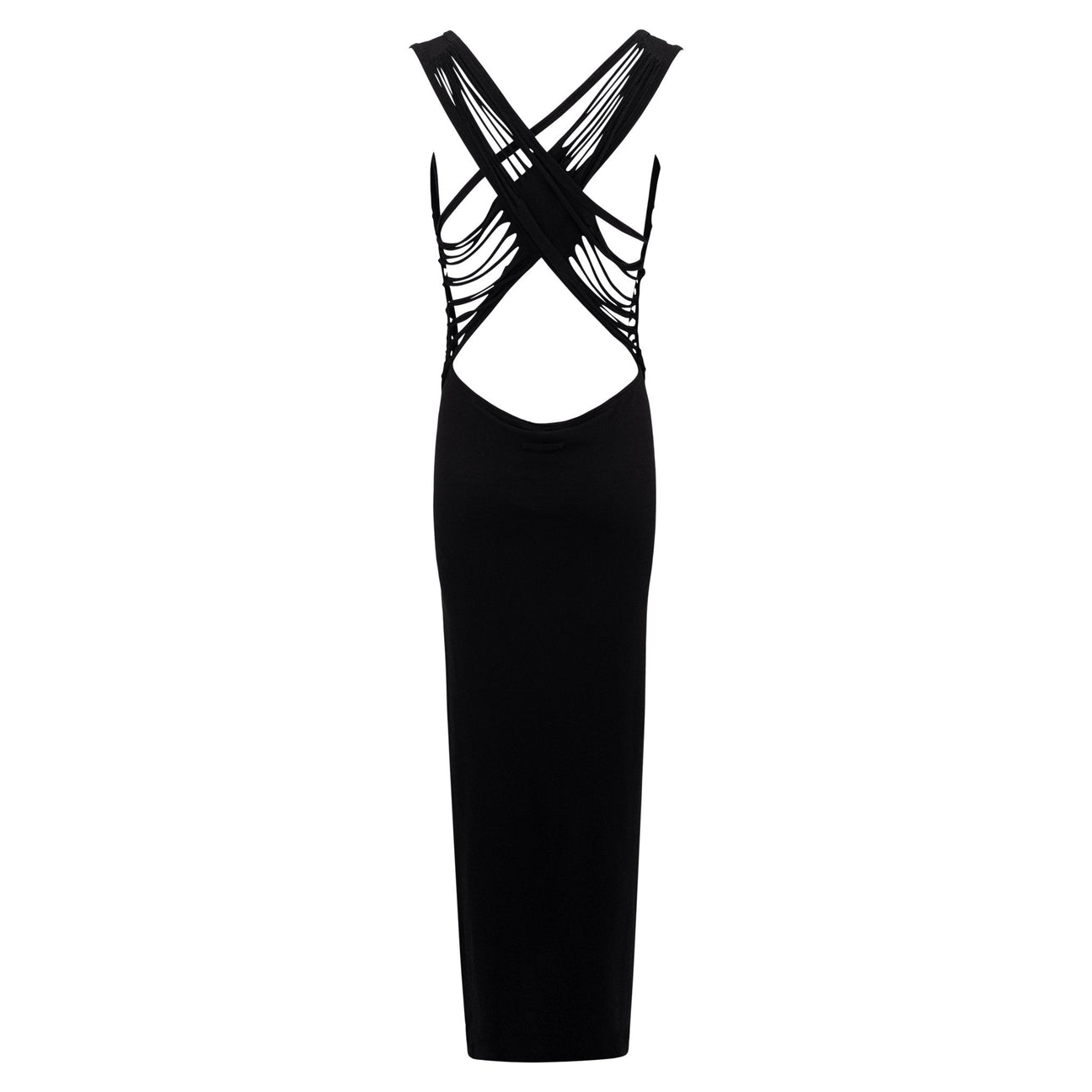 2000s Jean Paul Gaultier Sheer Black Jersey Knit Backless Bodycon Maxi Dress - RealList