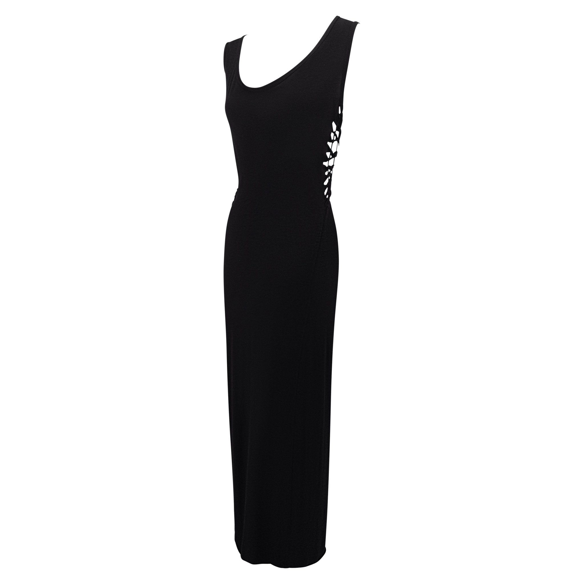 2000s Jean Paul Gaultier Sheer Black Jersey Knit Backless Bodycon Maxi Dress - RealList