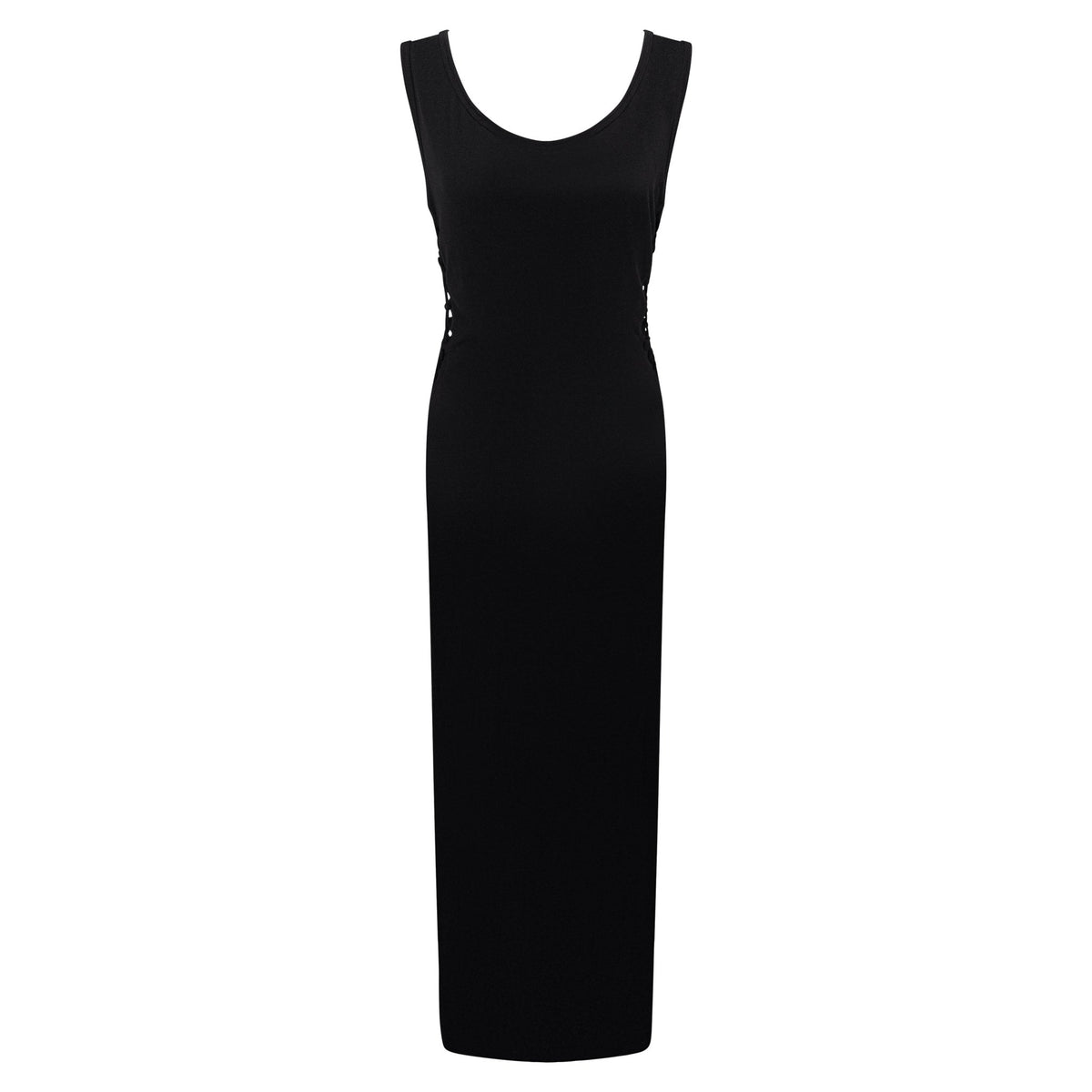 2000s Jean Paul Gaultier Sheer Black Jersey Knit Backless Bodycon Maxi Dress - RealList