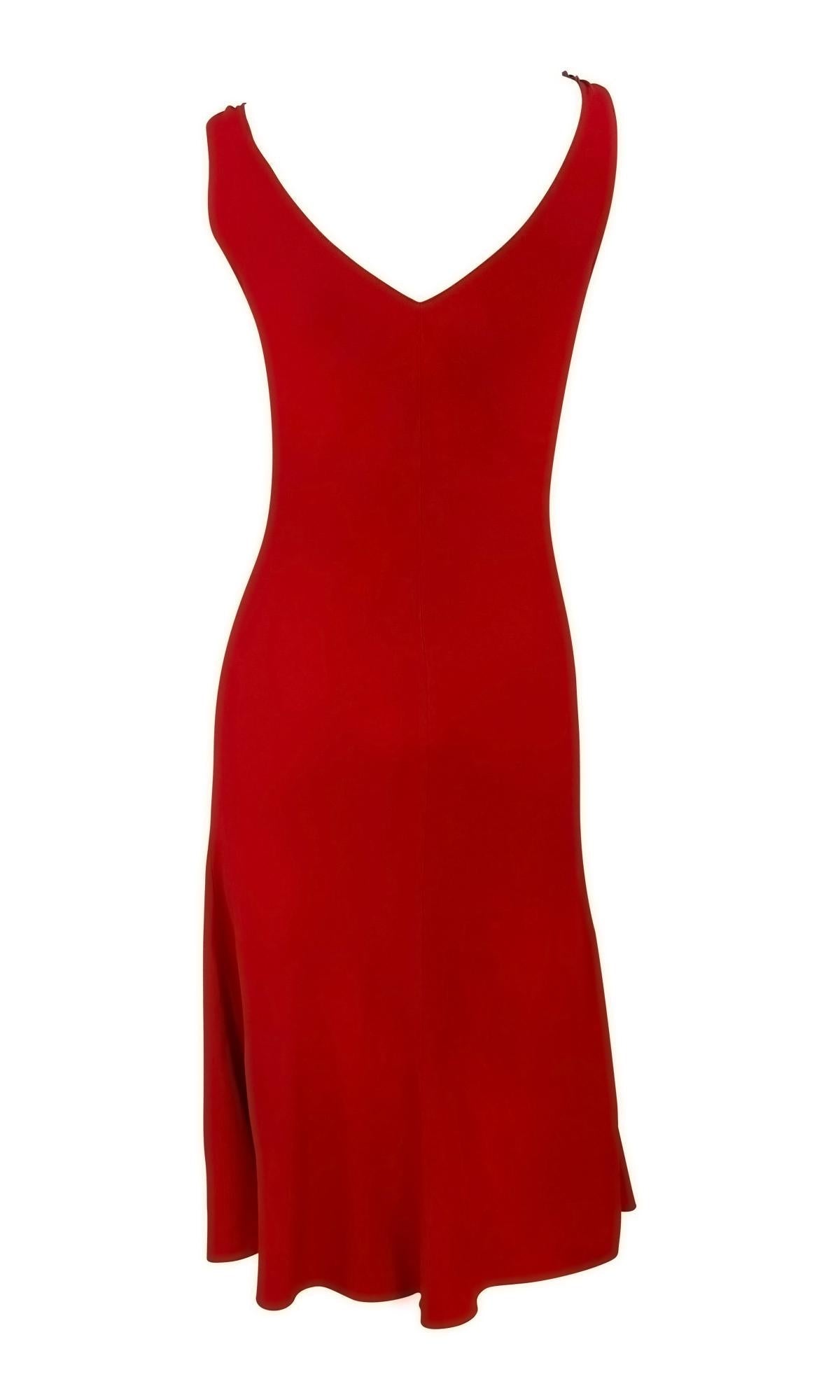 2000s Prada Sleeveless Red Flare Dress Bunched Panel - RealList