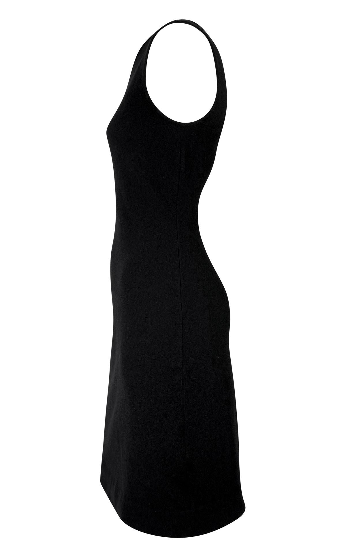2000s Ralph Lauren Purple Label Black Knit Bodycon Asymmetric Cocktail Dress - RealList