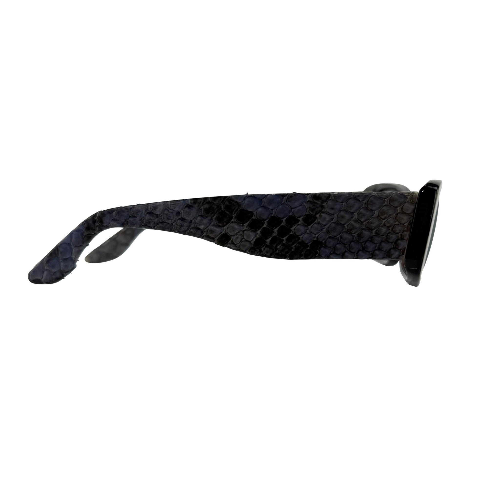 2000s Roberto Cavalli Genuine Snakeskin Blue Acrylic Sunglasses - RealList