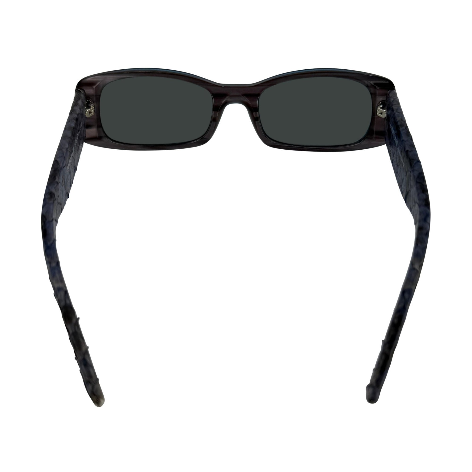 2000s Roberto Cavalli Genuine Snakeskin Blue Acrylic Sunglasses - RealList