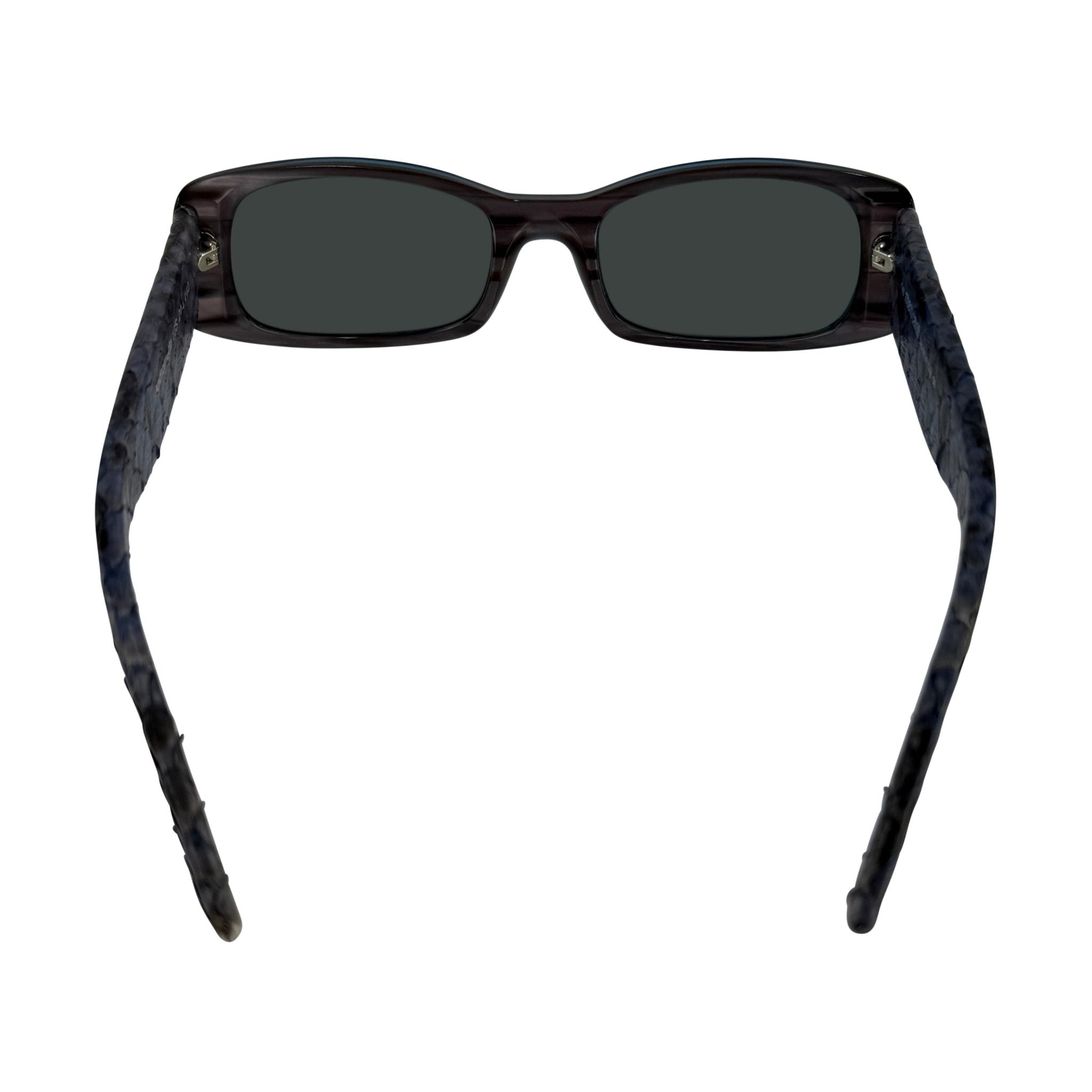 2000s Roberto Cavalli Genuine Snakeskin Blue Acrylic Sunglasses - RealList