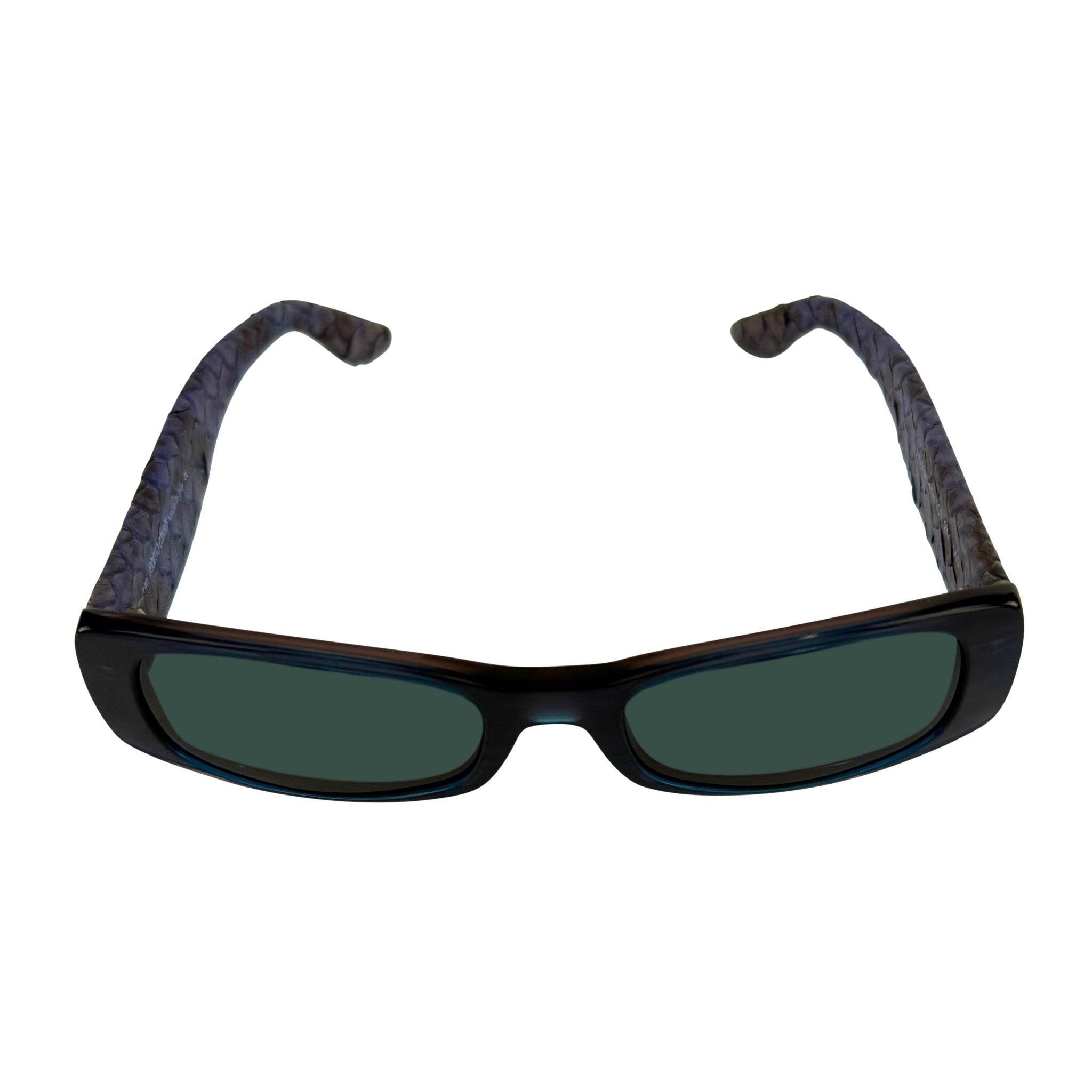 2000s Roberto Cavalli Genuine Snakeskin Blue Acrylic Sunglasses - RealList