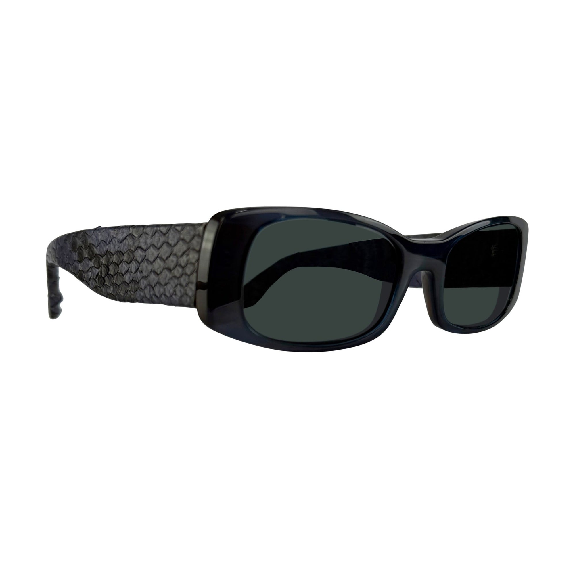 2000s Roberto Cavalli Genuine Snakeskin Blue Acrylic Sunglasses - RealList