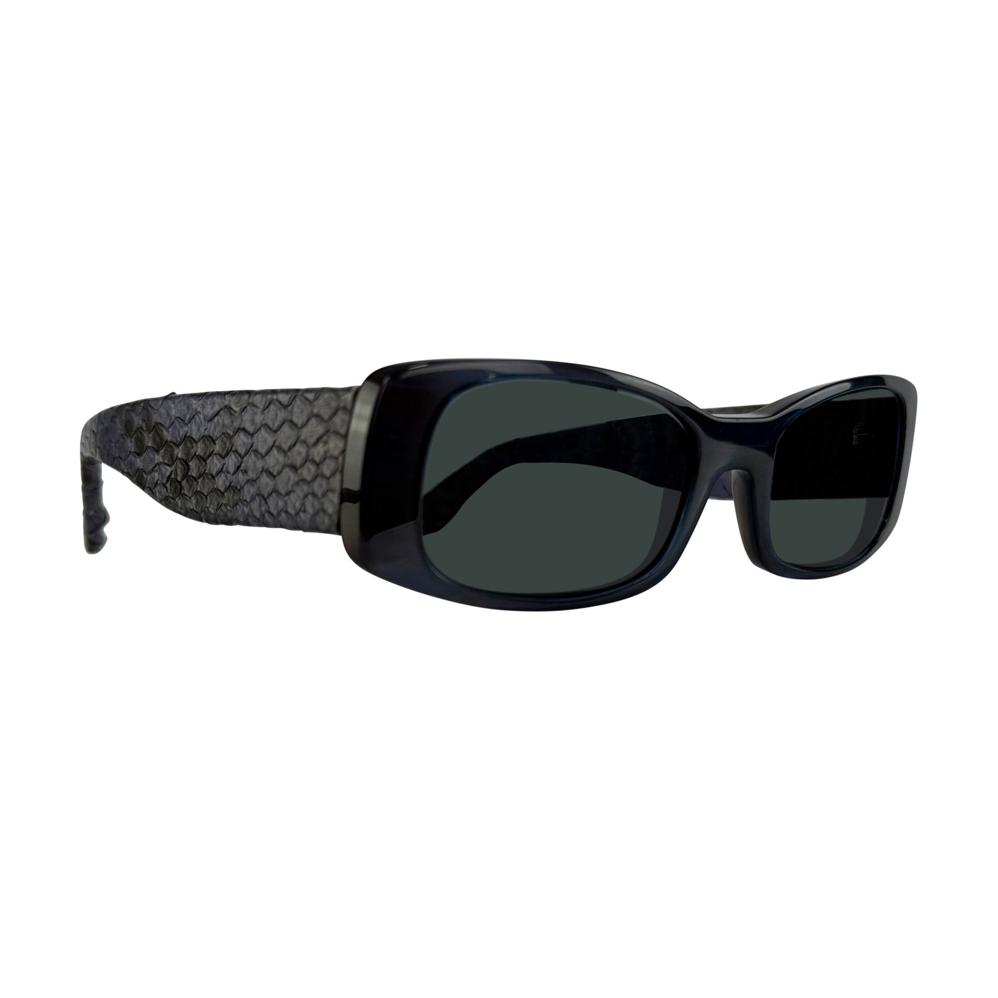 2000s Roberto Cavalli Genuine Snakeskin Blue Acrylic Sunglasses - RealList