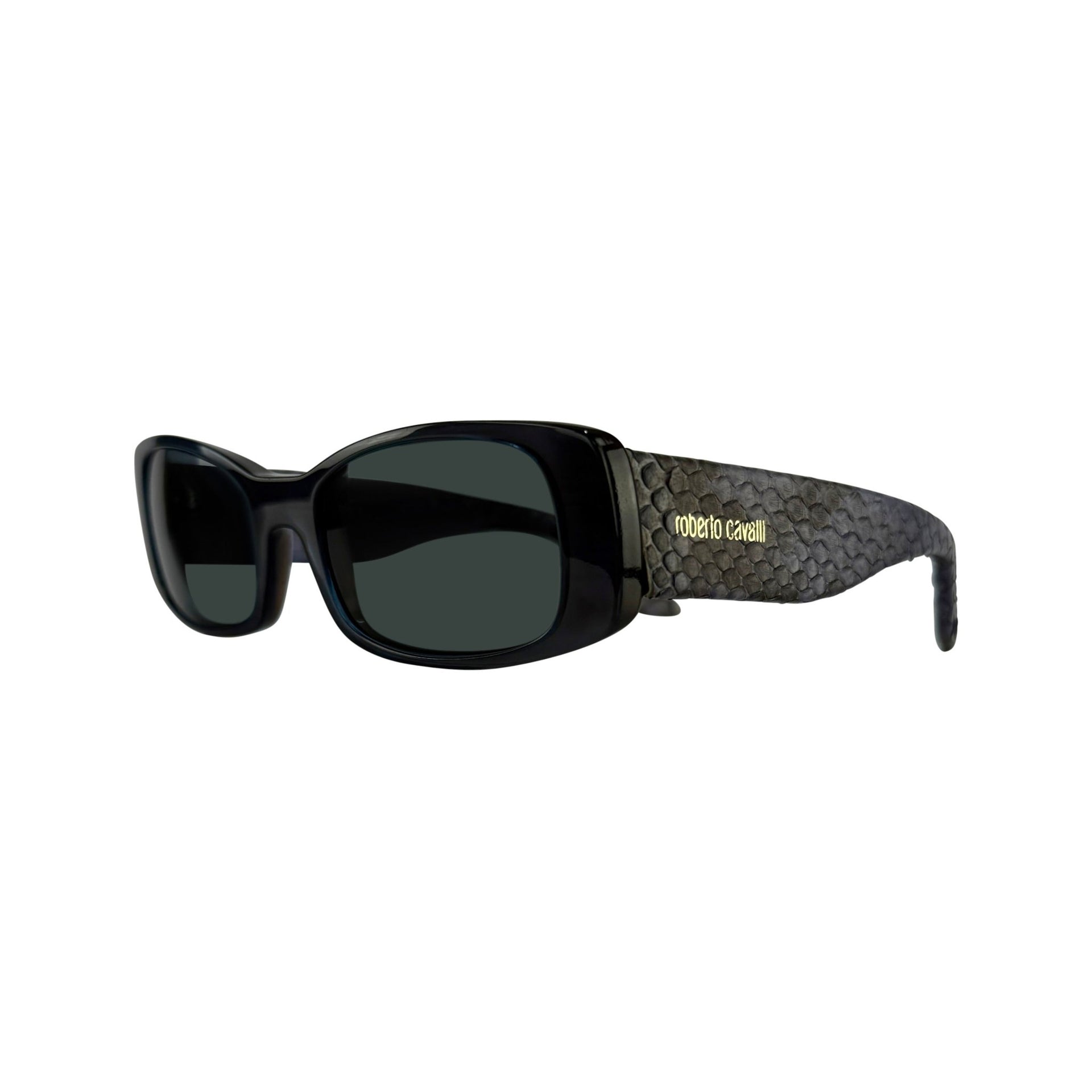 2000s Roberto Cavalli Genuine Snakeskin Blue Acrylic Sunglasses - RealList