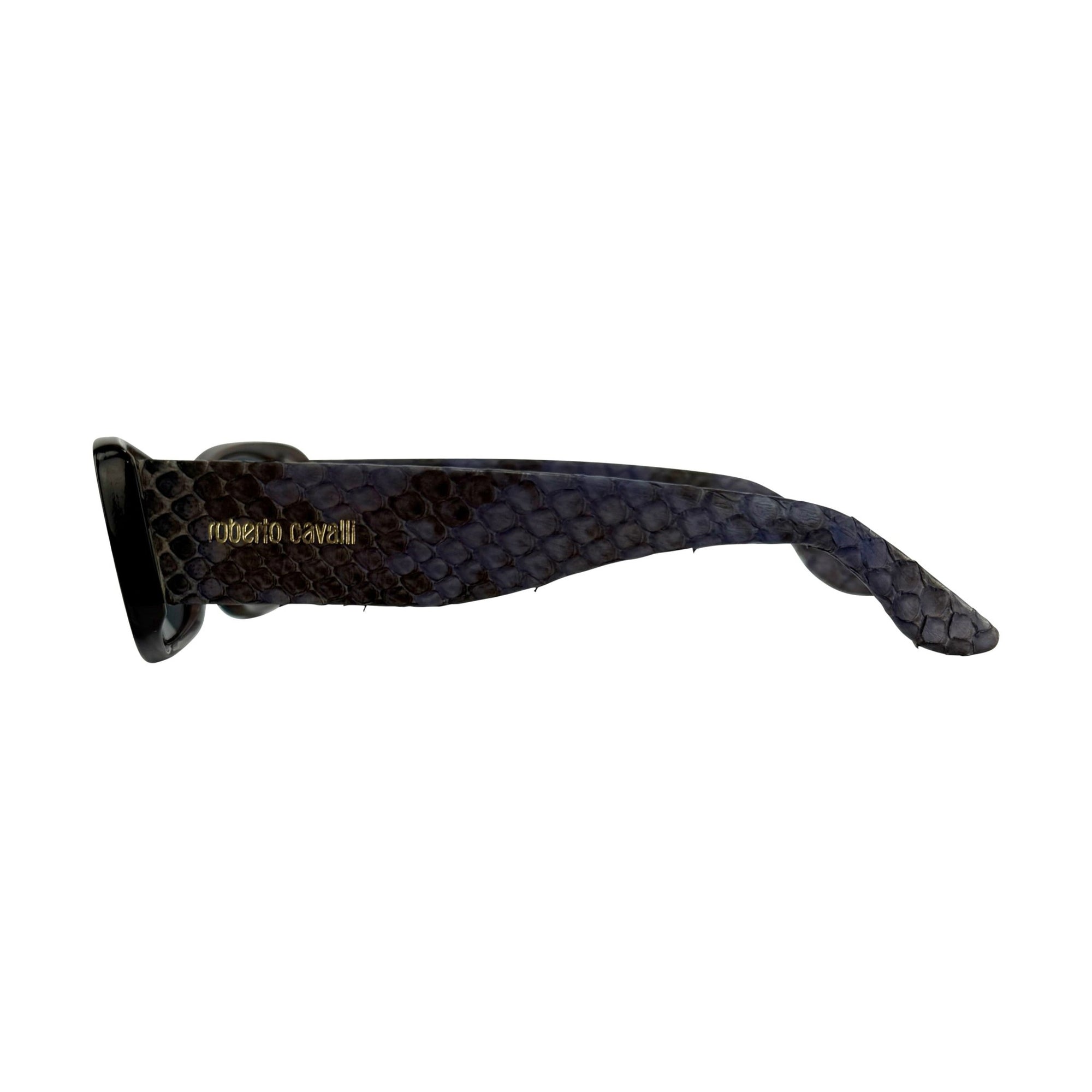 2000s Roberto Cavalli Genuine Snakeskin Blue Acrylic Sunglasses - RealList