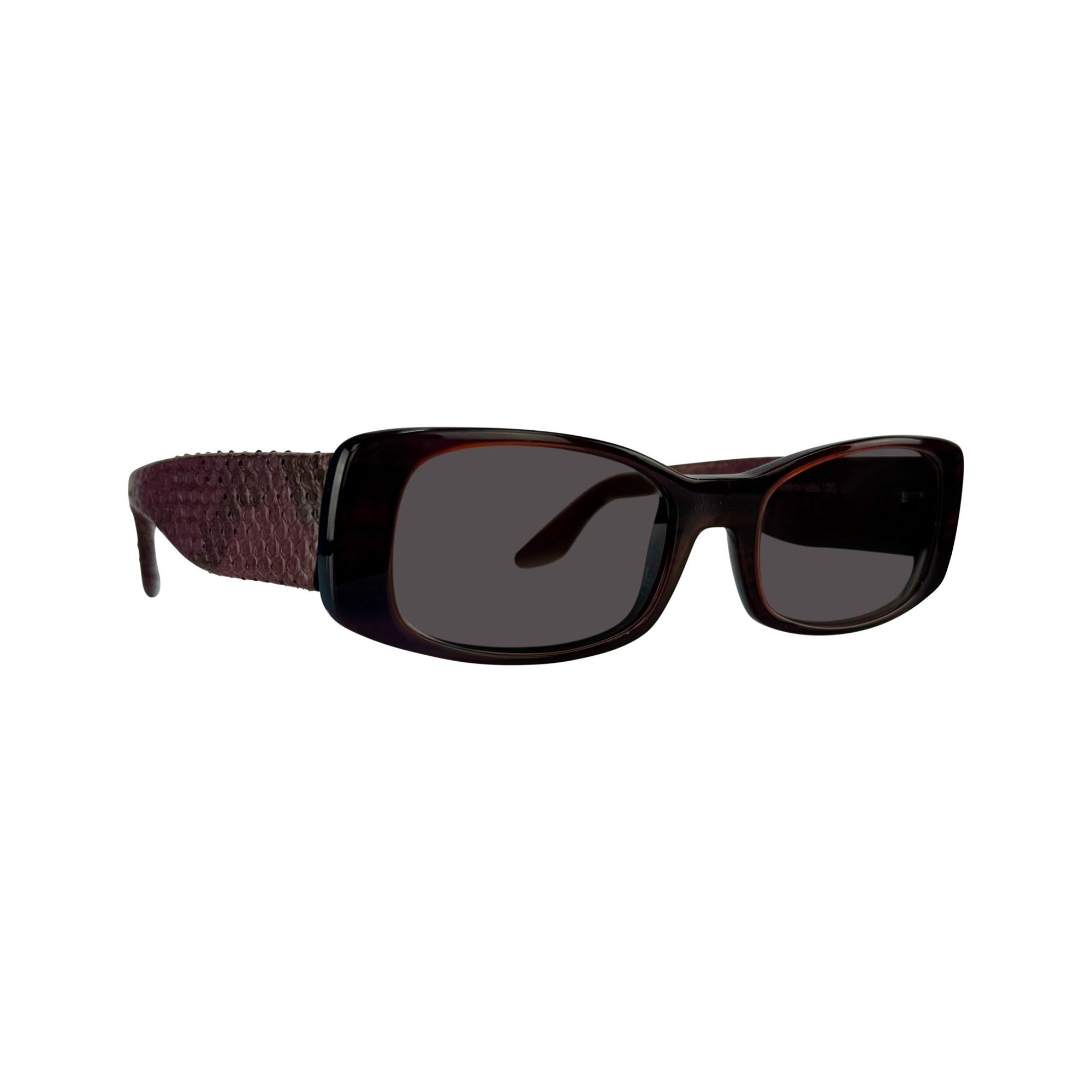 2000s Roberto Cavalli Genuine Snakeskin Burgundy Acrylic Sunglasses - RealList
