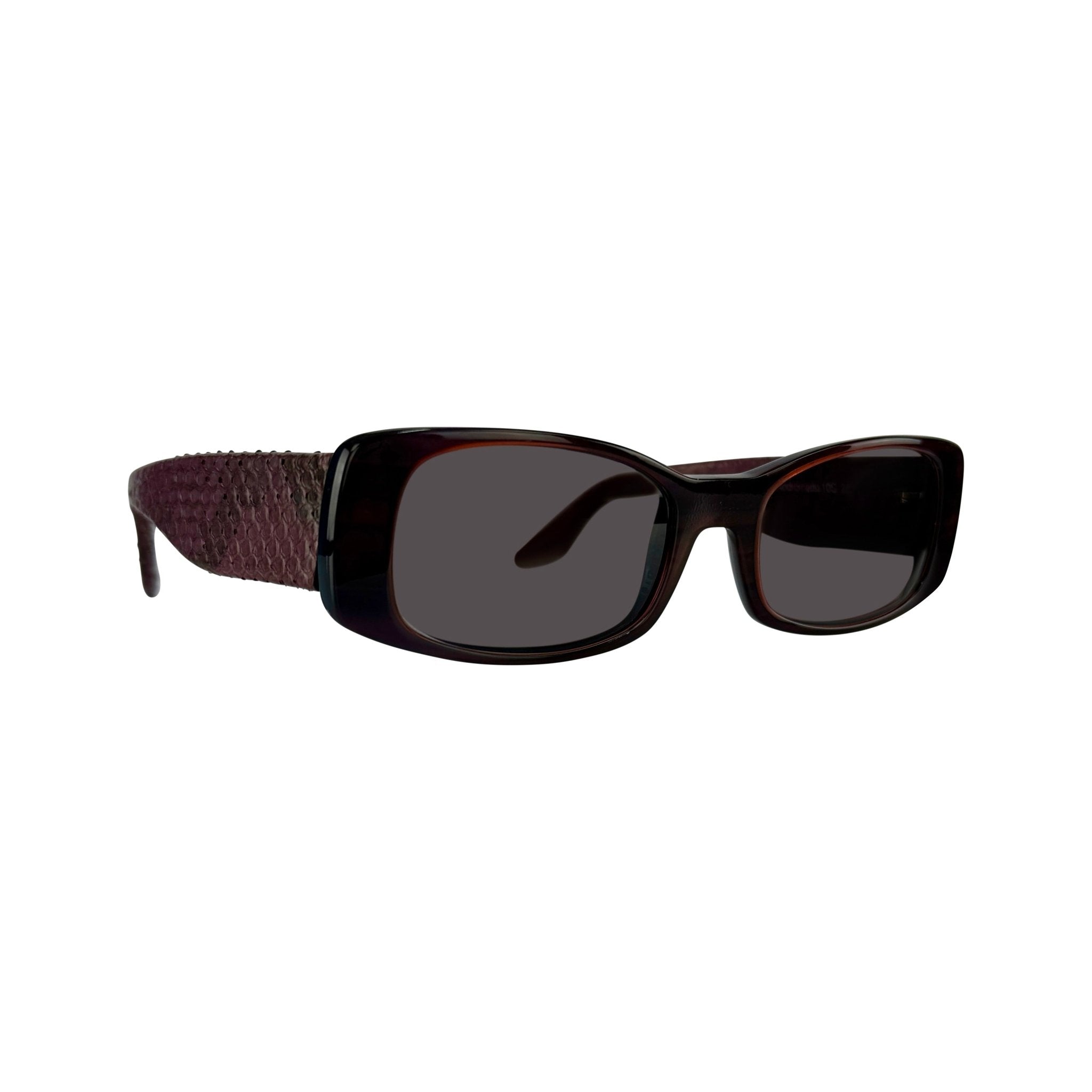 2000s Roberto Cavalli Genuine Snakeskin Burgundy Acrylic Sunglasses - RealList