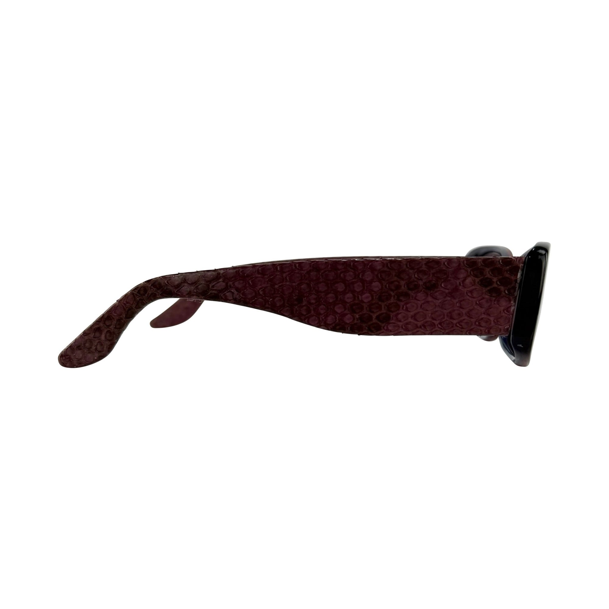 2000s Roberto Cavalli Genuine Snakeskin Burgundy Acrylic Sunglasses - RealList
